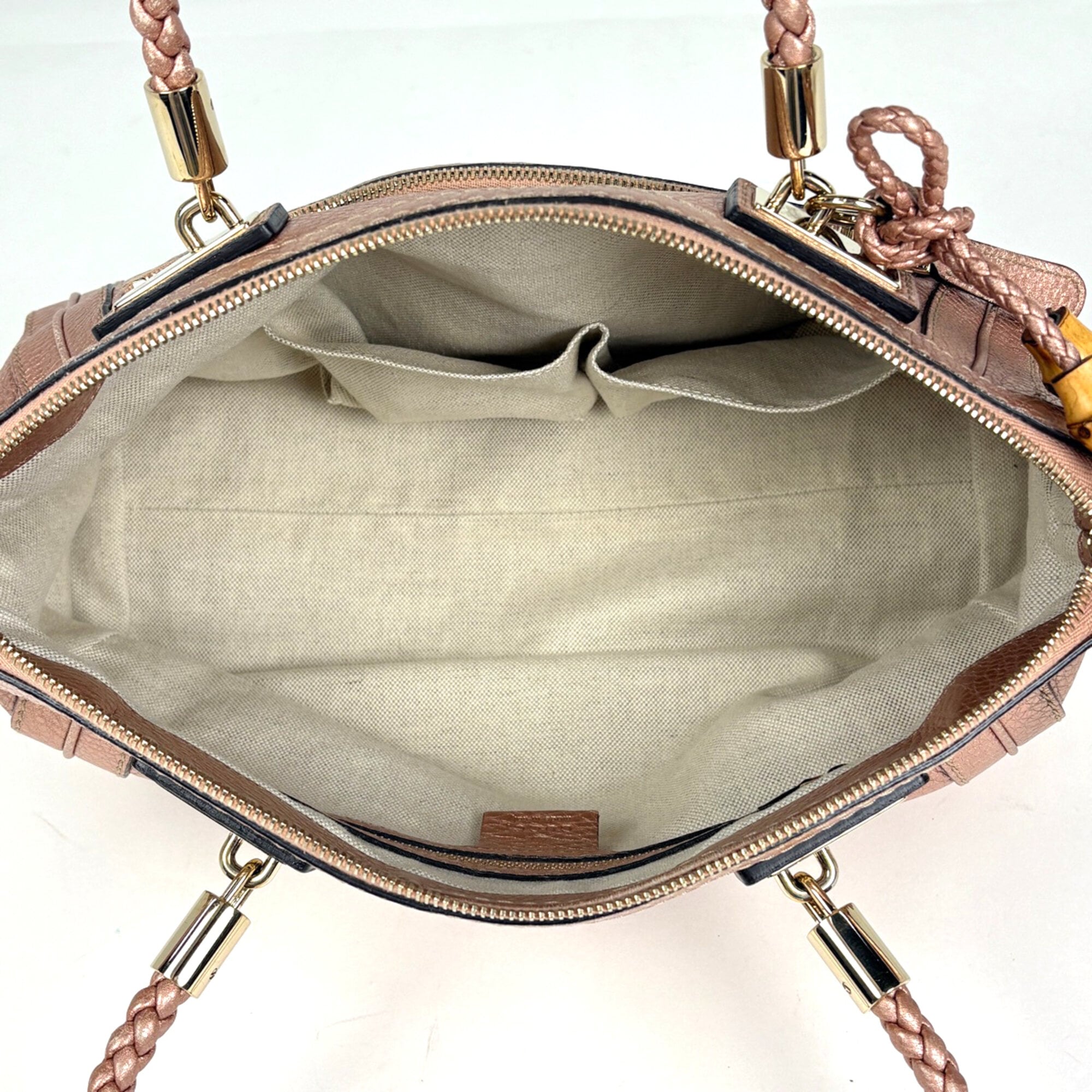 Gucci Bamboo Pink Leather Handbag (Pre-Owned)