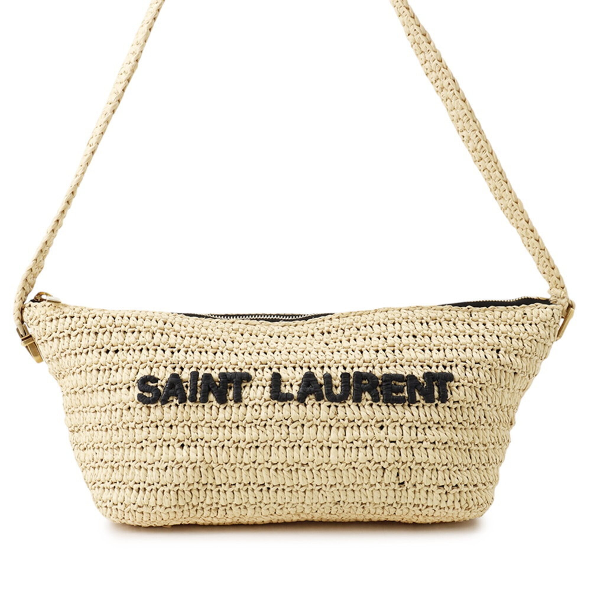 Yves Saint Laurent Beige Raffia Crossbody Bag Handbag Shoulder Bag (Pre-Owned)
