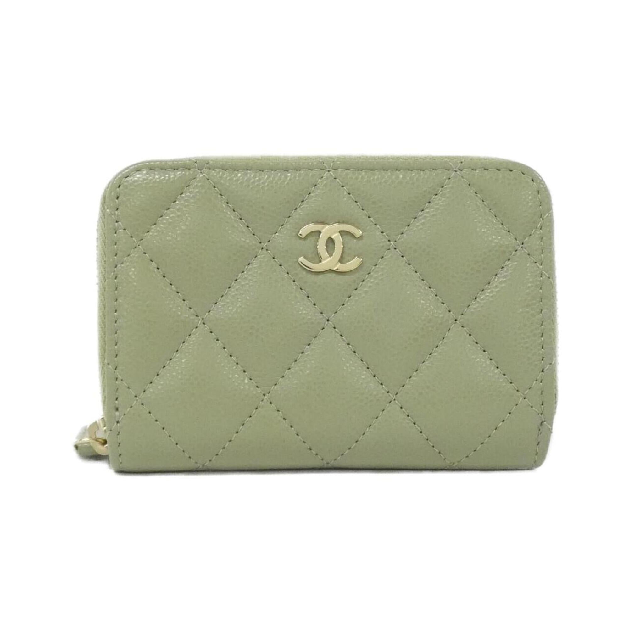 Chanel Green Grained Calfskin Coin Purse/Coin Case (Pre-Owned)