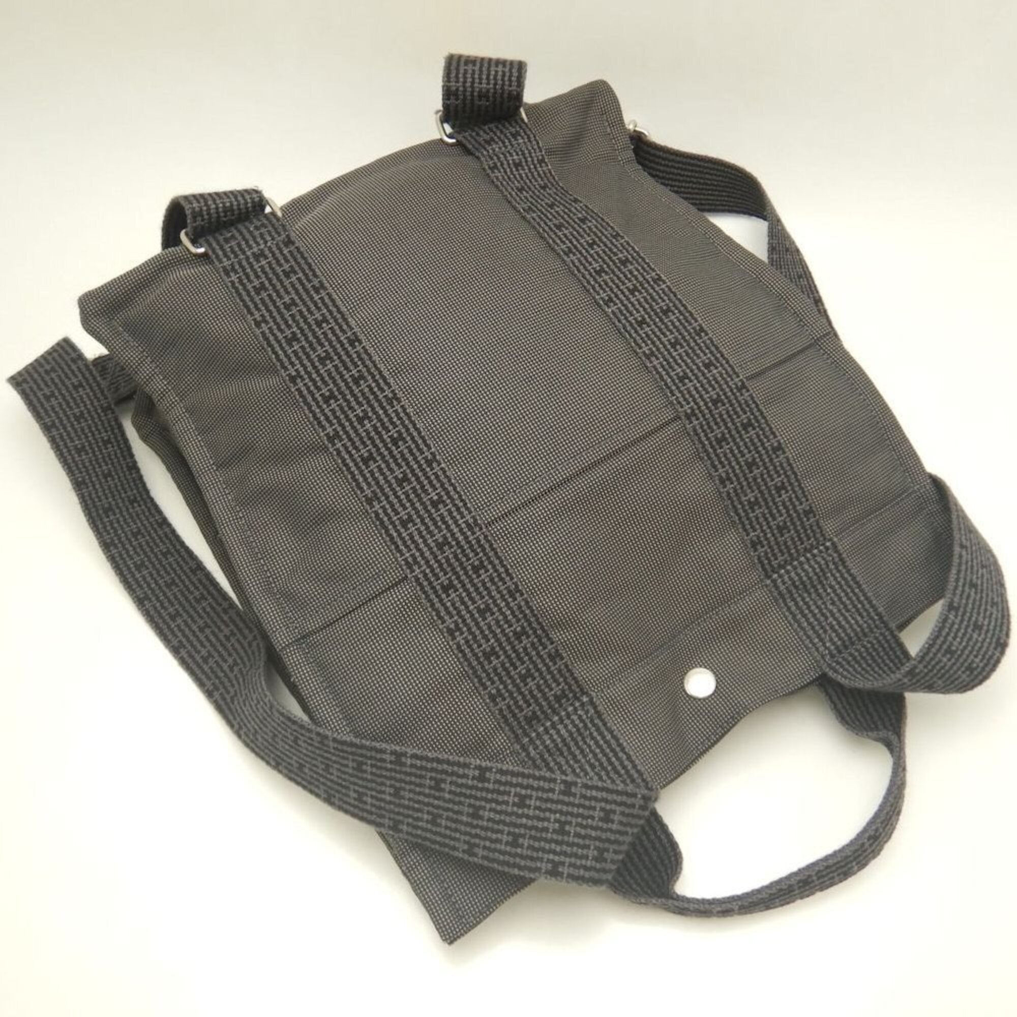 Hermes Gray Nylon Canvas Backpack (Pre-Owned)