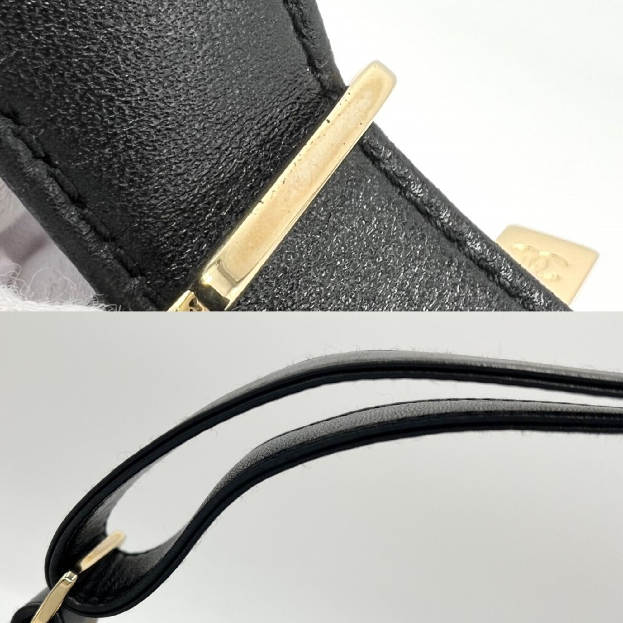Chanel Black Leather Handbag Shoulder Bag (Pre-Owned)