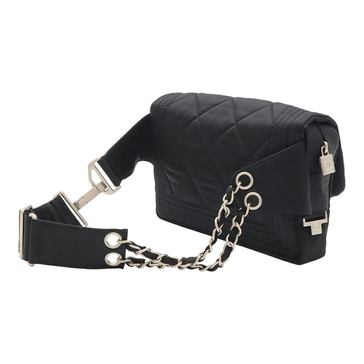 Chanel Black Satin Fanny Pack Pouch (Pre-Owned)