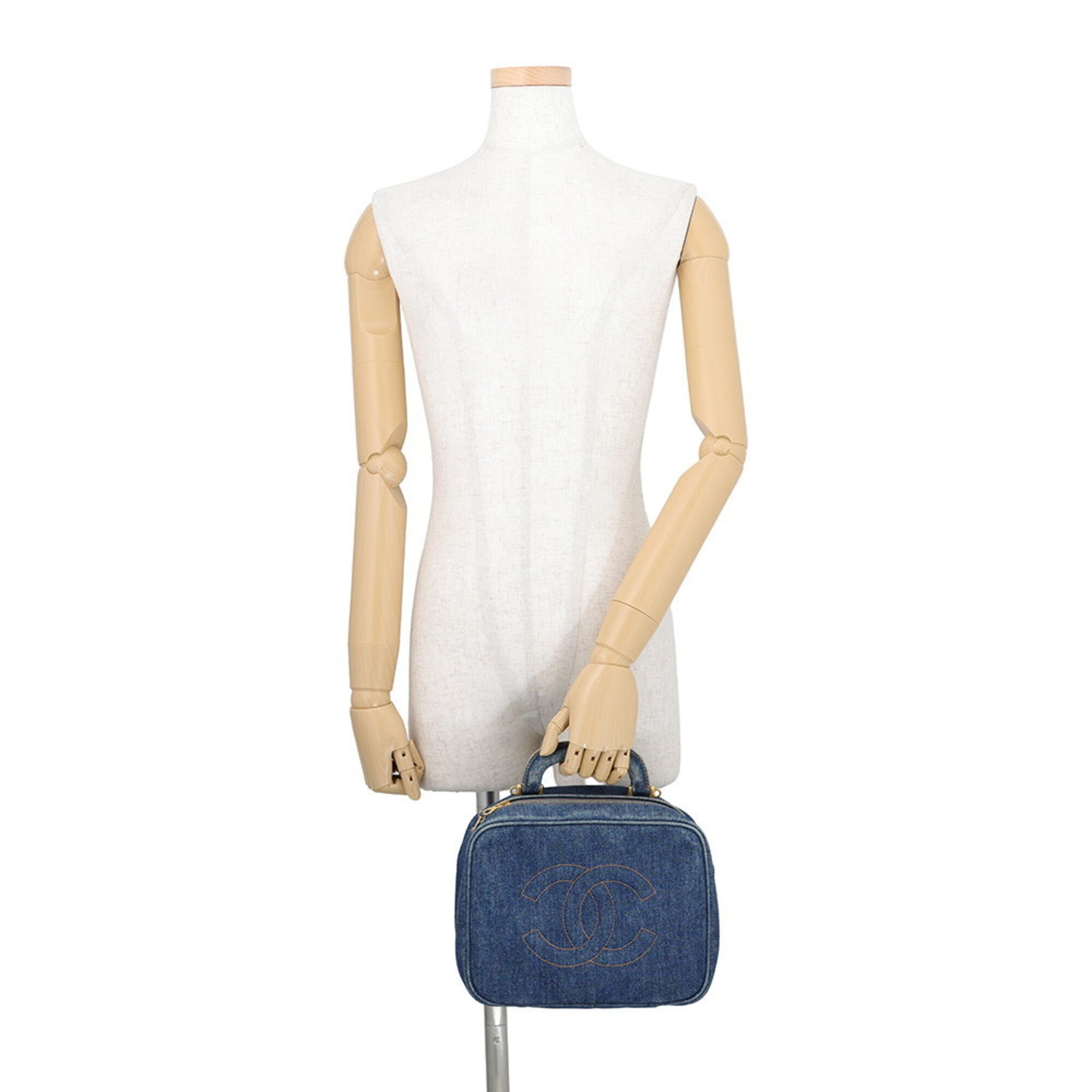 Chanel Blue Denim Handbag Shoulder Bag Vanity Bag (Pre-Owned)
