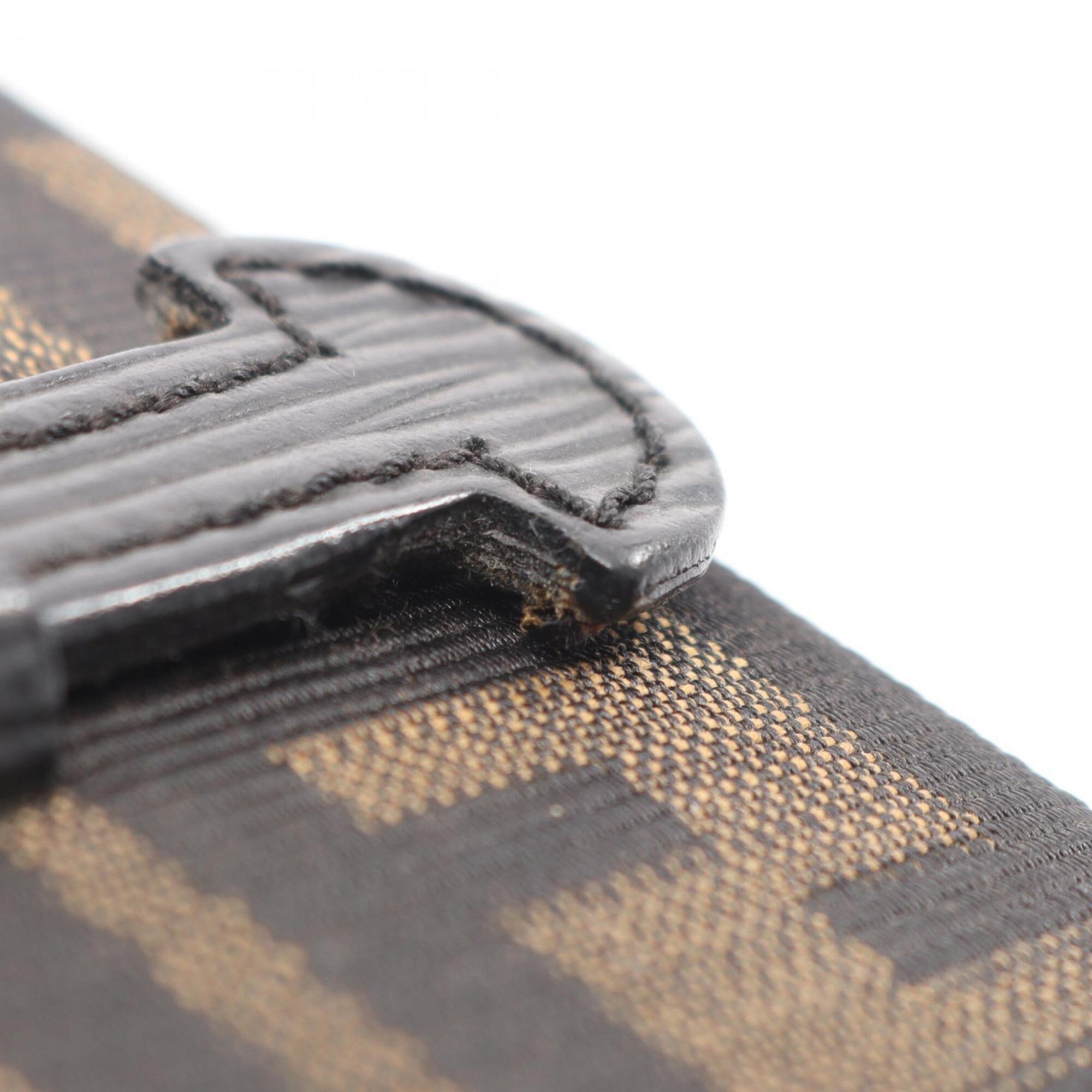 Fendi Black Brown Canvas Leather Handbag (Pre-Owned)
