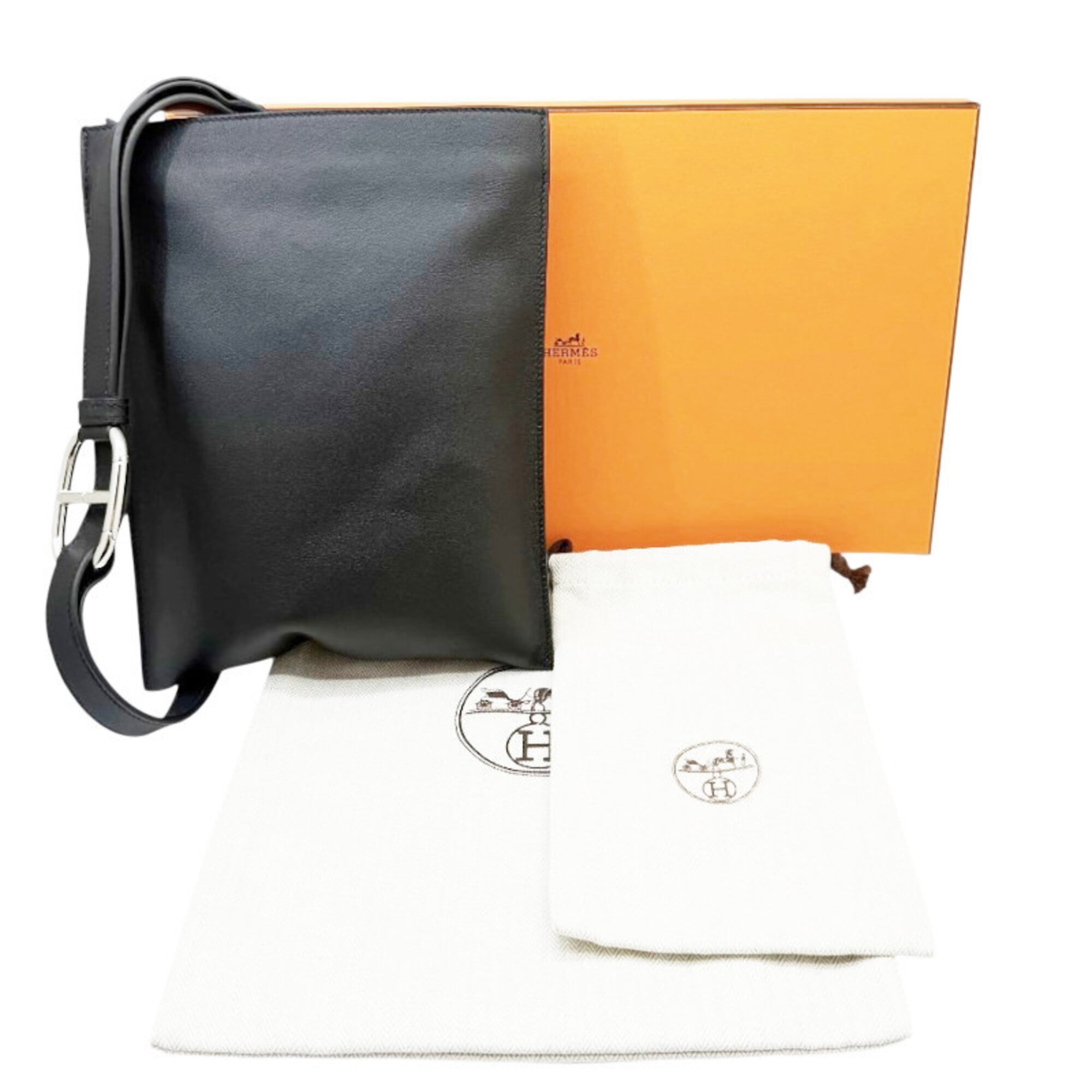 Hermes Black Swift Leather Sling Bag (Pre-Owned)