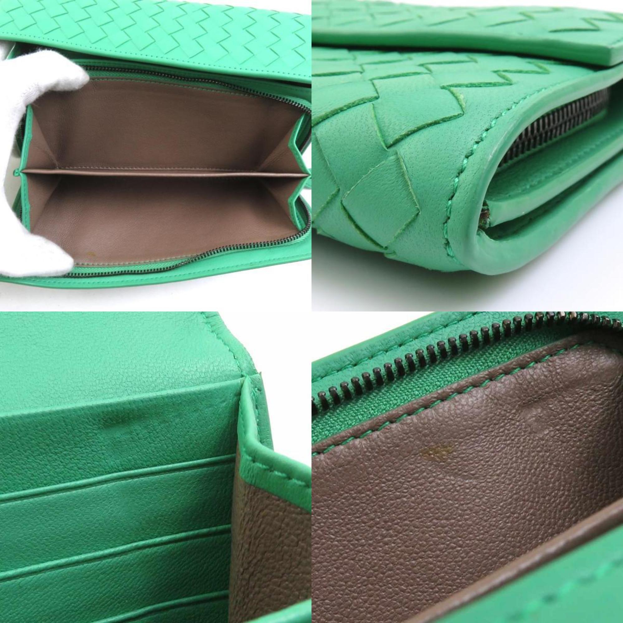 Bottega Veneta Green Intrecciato Long Wallet (Bi-Fold) (Pre-Owned)