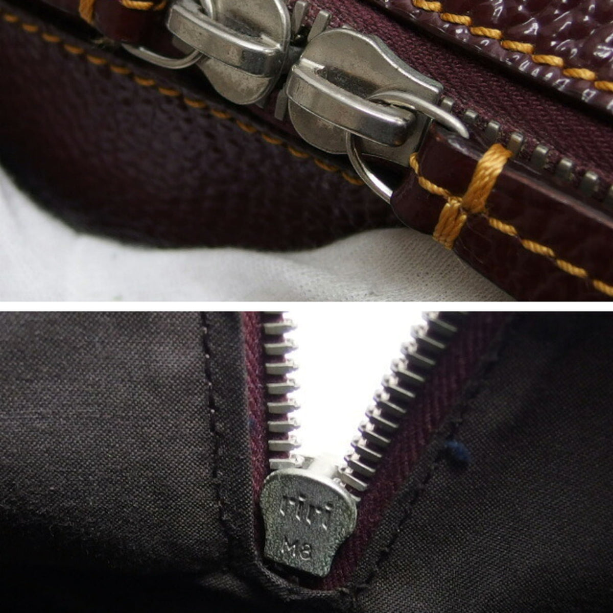 Fendi Bordeaux Burgundy Patent Leather Boston Bag Shoulder Bag Tote Bag (Pre-Owned)