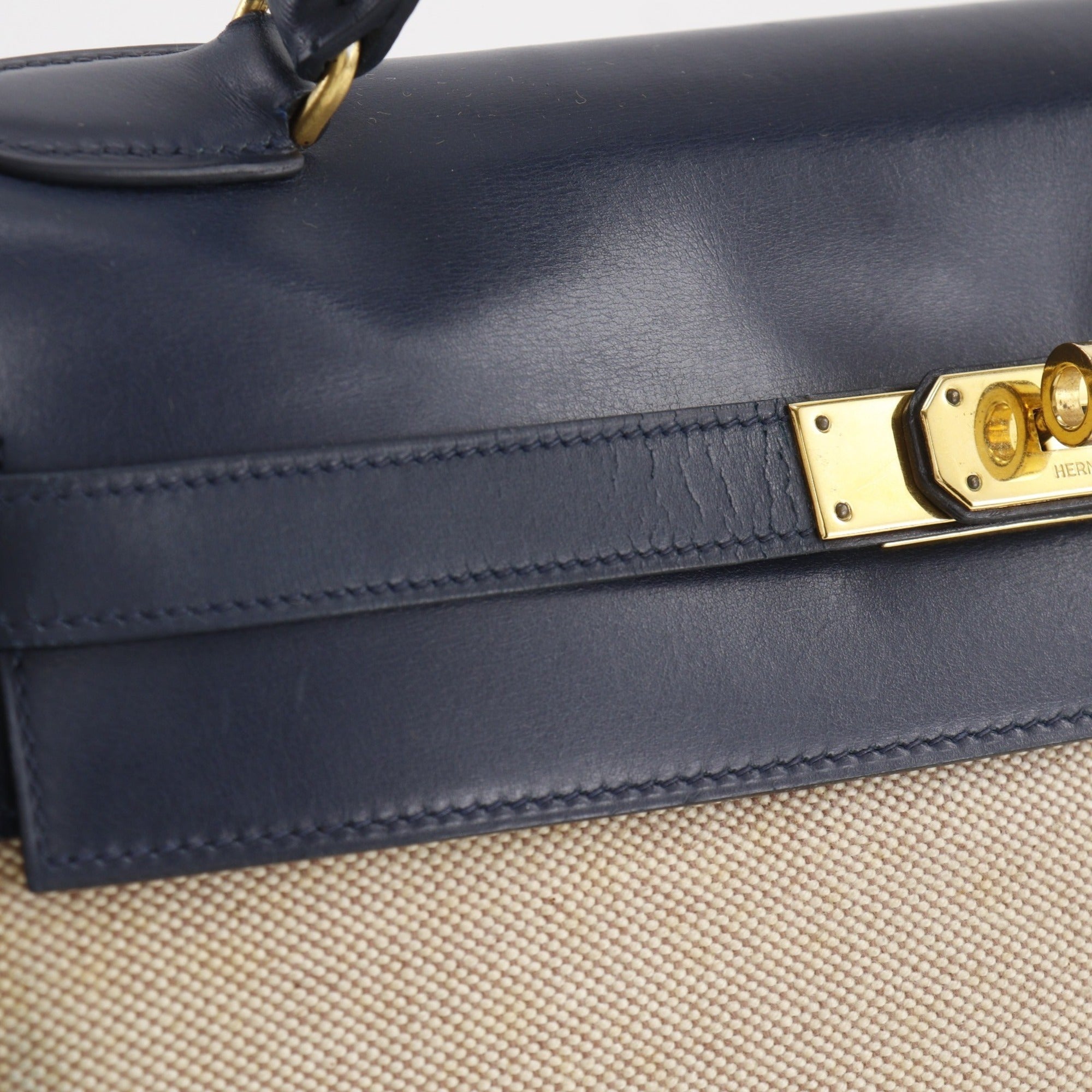 Hermes Kelly Canvas Leather Handbag (Pre-Owned)