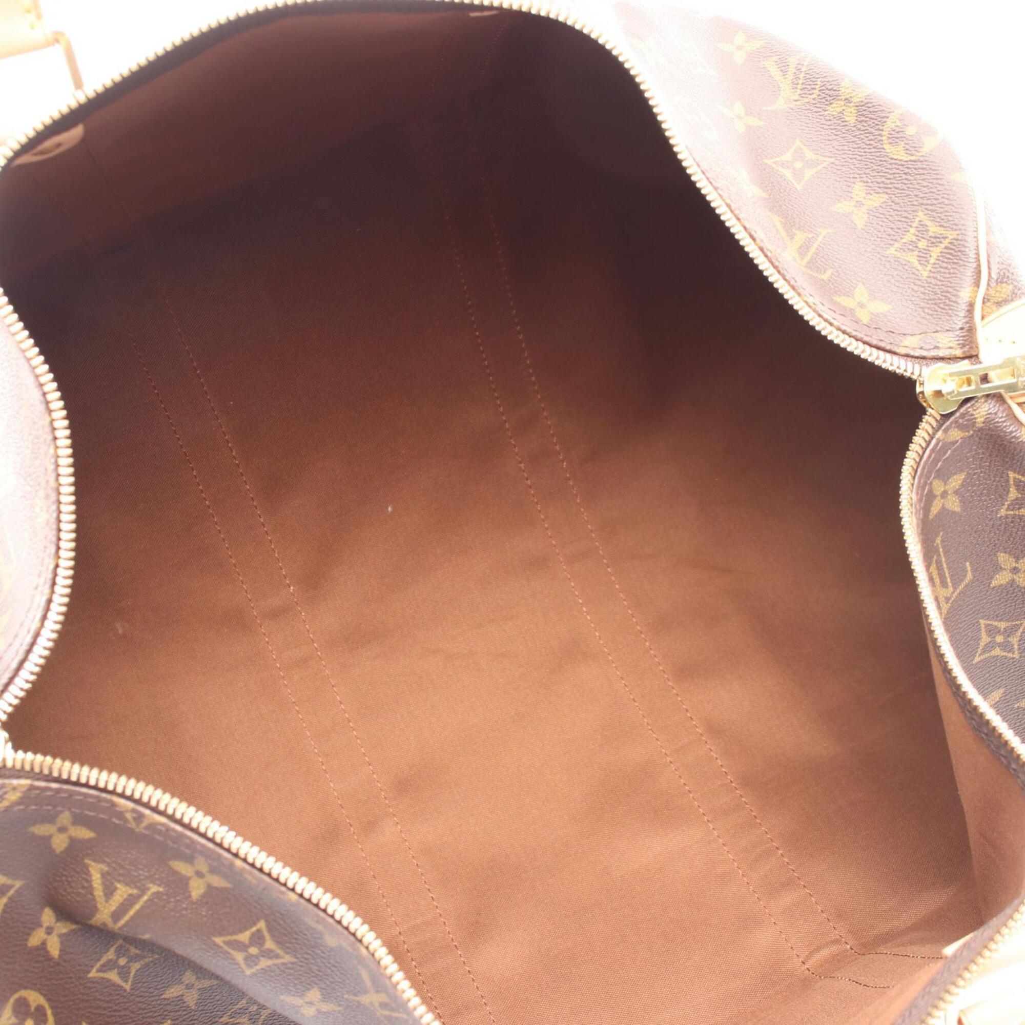Louis Vuitton Brown Coated Canvas Monogram Leather Boston Bag Handbag (Pre-Owned)
