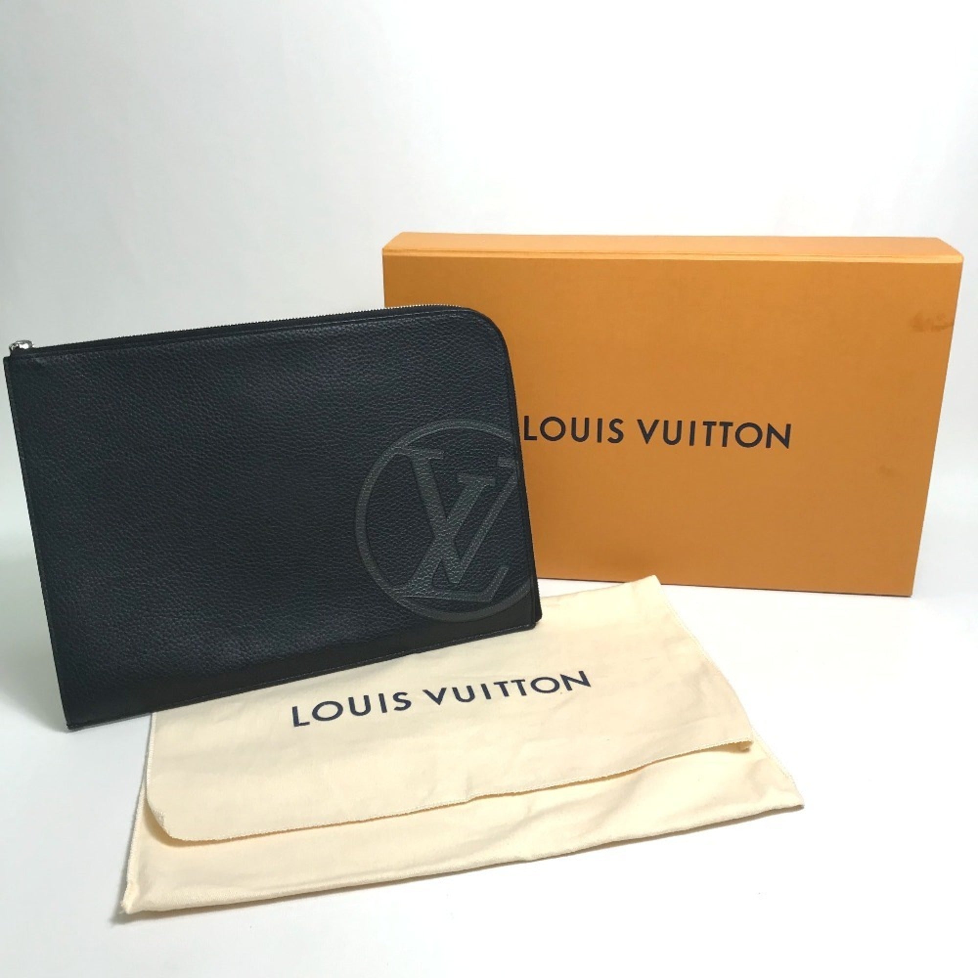 Louis Vuitton Black Noir Leather Clutch Bag Pochette (Pre-Owned)