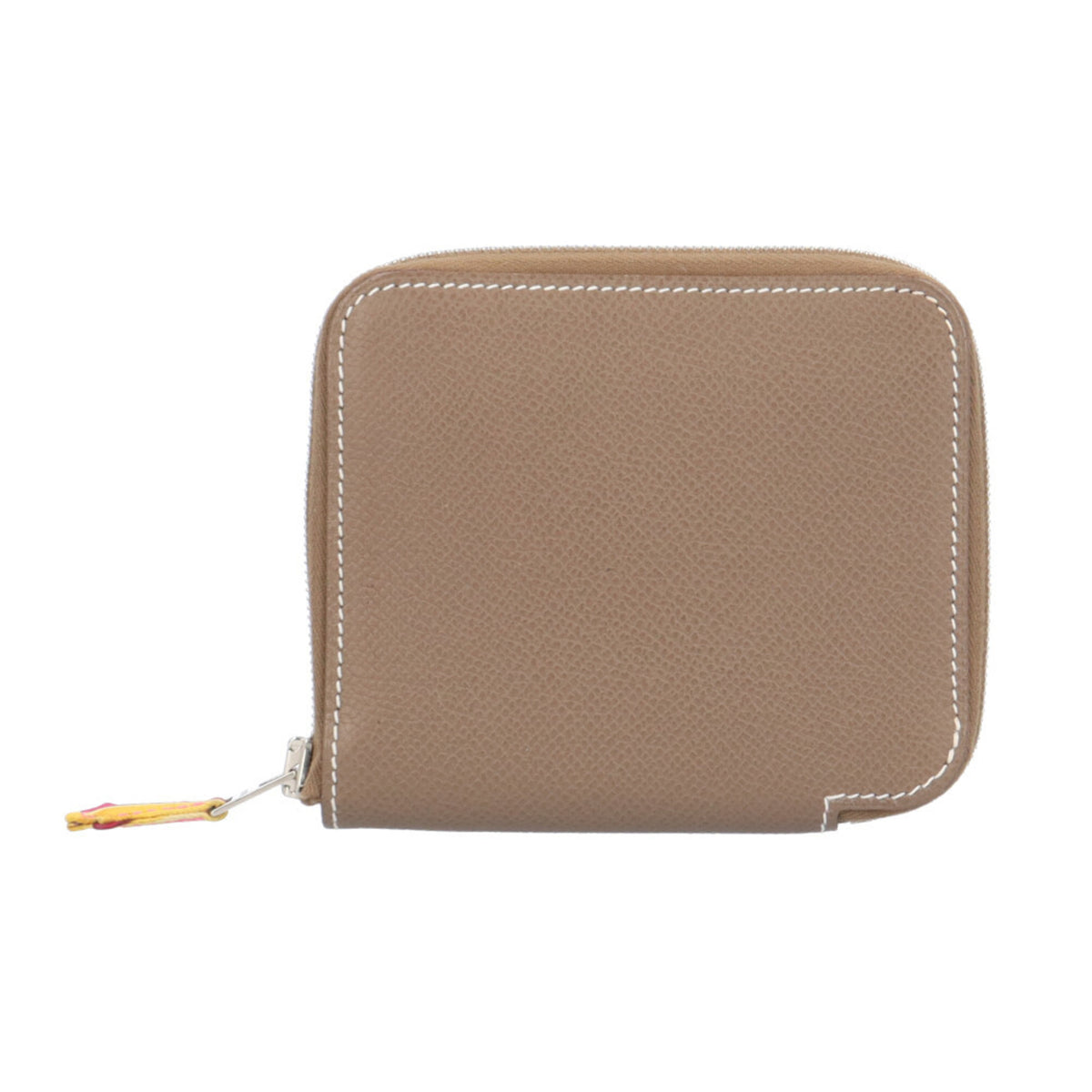 Hermes Silk'in Beige Etoupe Gray Multi-Color Epsom Leather Silk Coin Purse/Coin Case (Pre-Owned)