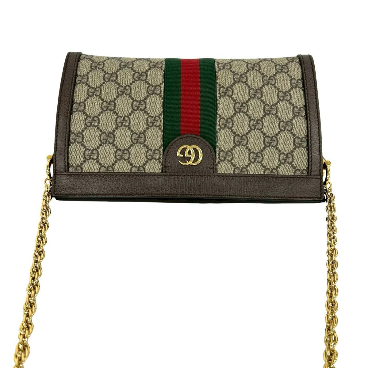 Gucci Brown Green Red Color Leather Pvc Pochette Shoulder Bag (Pre-Owned)