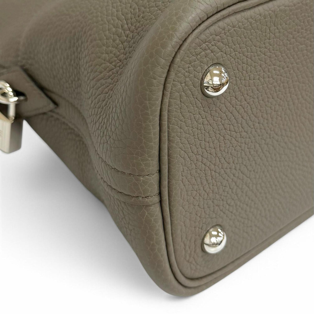 Hermes Etain Taurillon Clemence Leather Handbag (Pre-Owned)