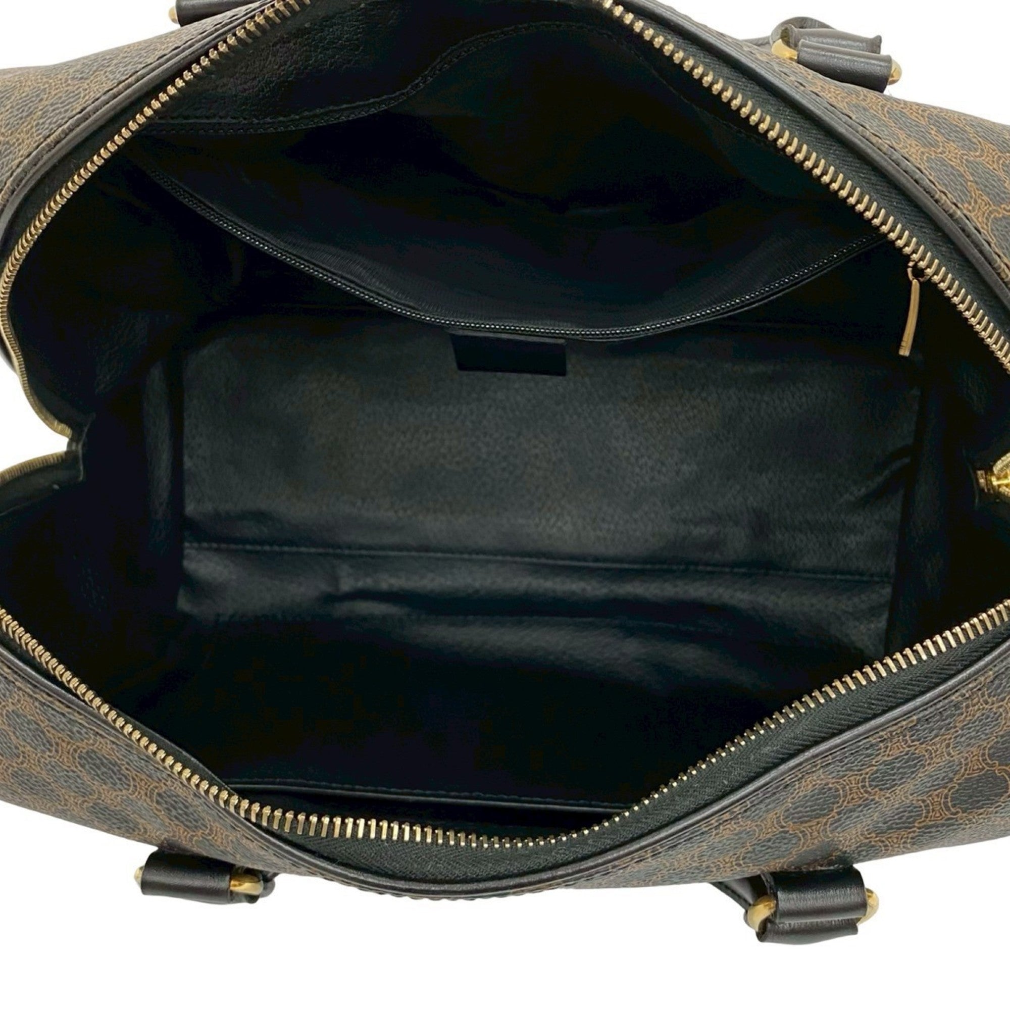 Celine Black Brown Leather Pvc Boston Bag Handbag (Pre-Owned)
