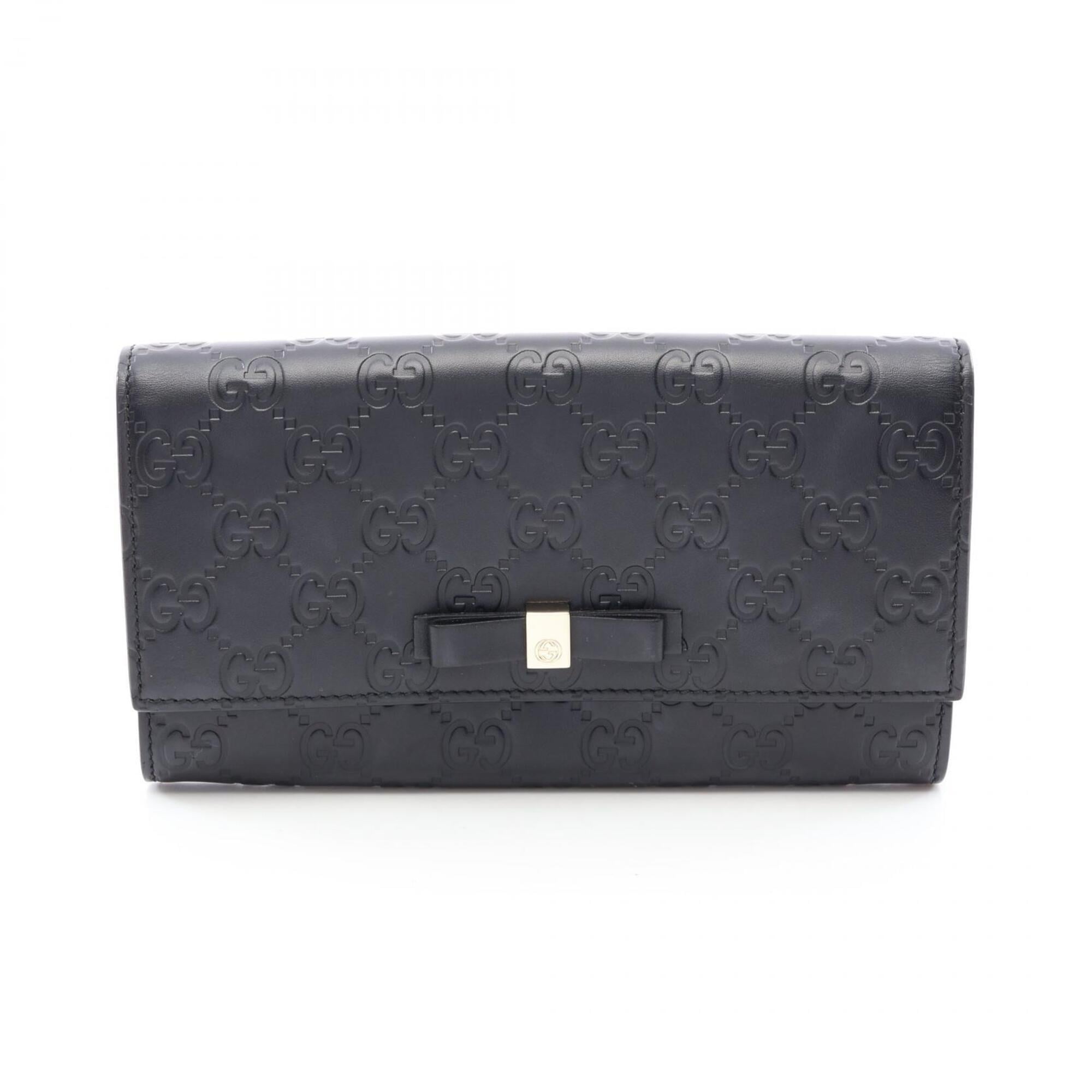Gucci Guccissima Black Leather Long Wallet (Bi-Fold) (Pre-Owned)