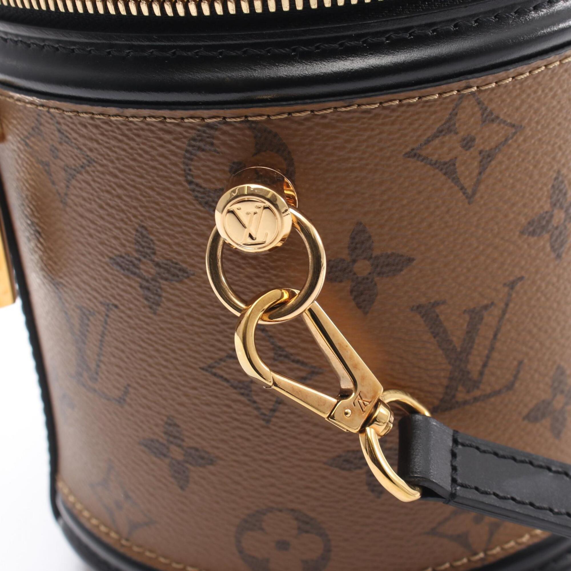 Louis Vuitton Black Brown Monogram Reverse Coated Canvas Leather Handbag (Pre-Owned)