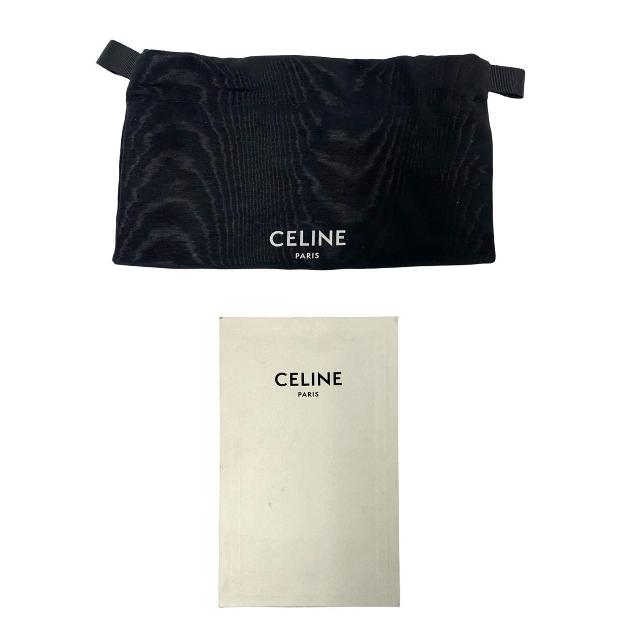 Celine Black Ivory Canvas Leather Pochette Shoulder Bag (Pre-Owned)