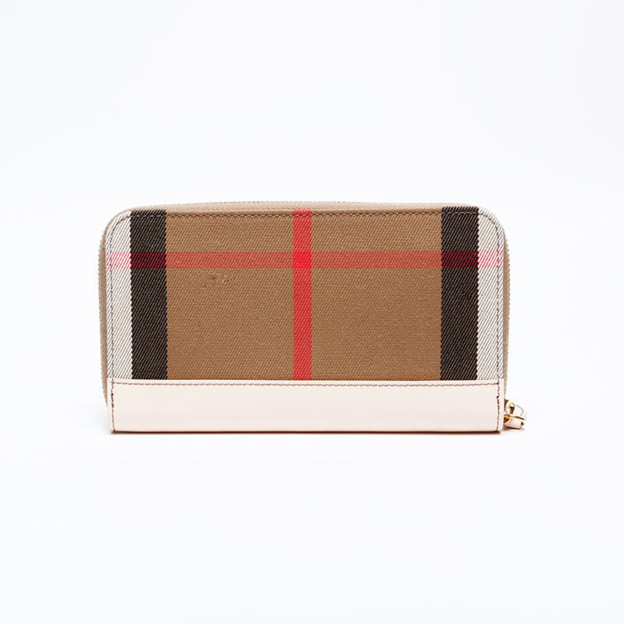 Burberry Beige Canvas Leather Long Wallet (Bi-Fold) (Pre-Owned)