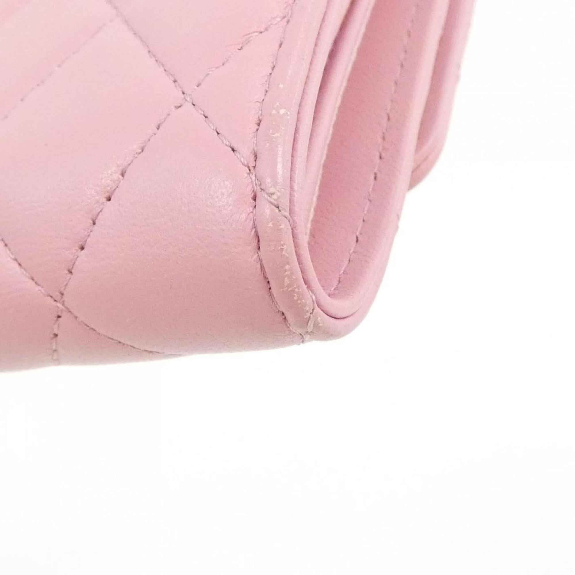 Chanel Pink Leather Wallet (Tri-Fold) (Pre-Owned)