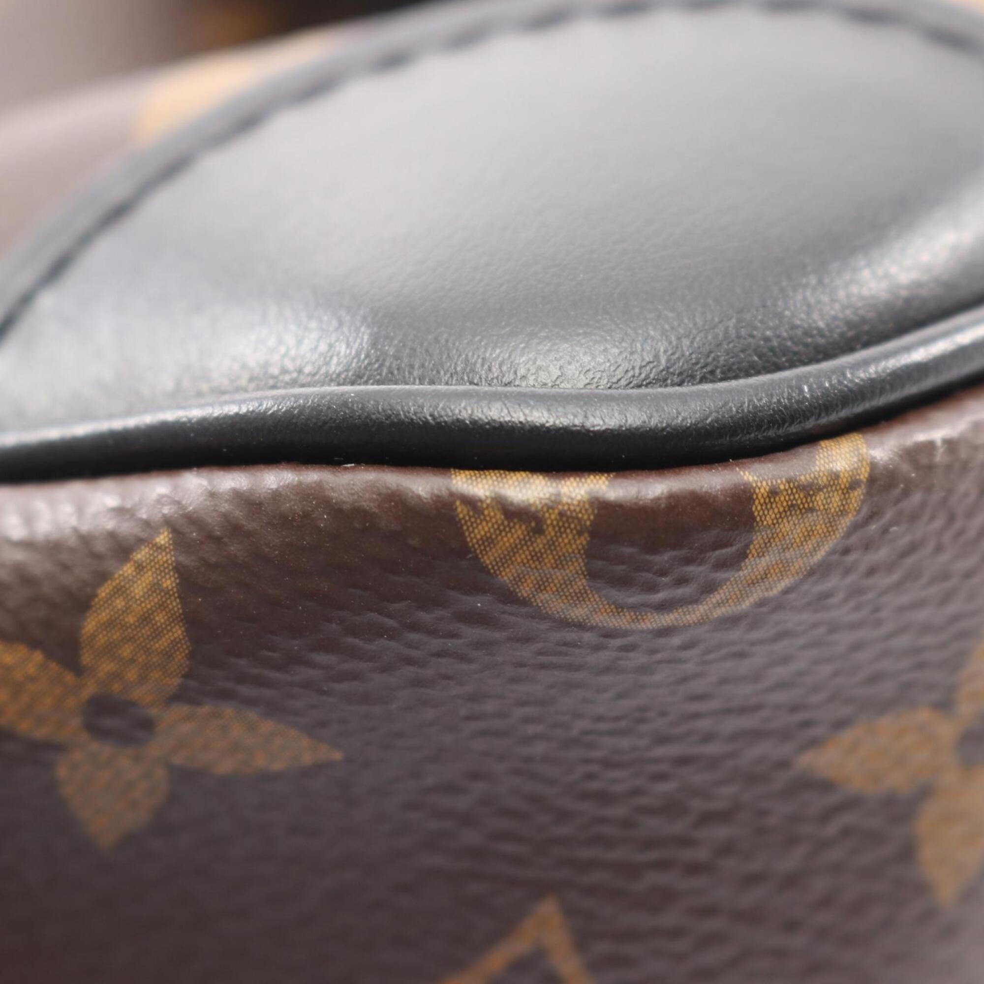 Louis Vuitton Black Brown Monogram Coated Canvas Leather Shoulder Bag (Pre-Owned)