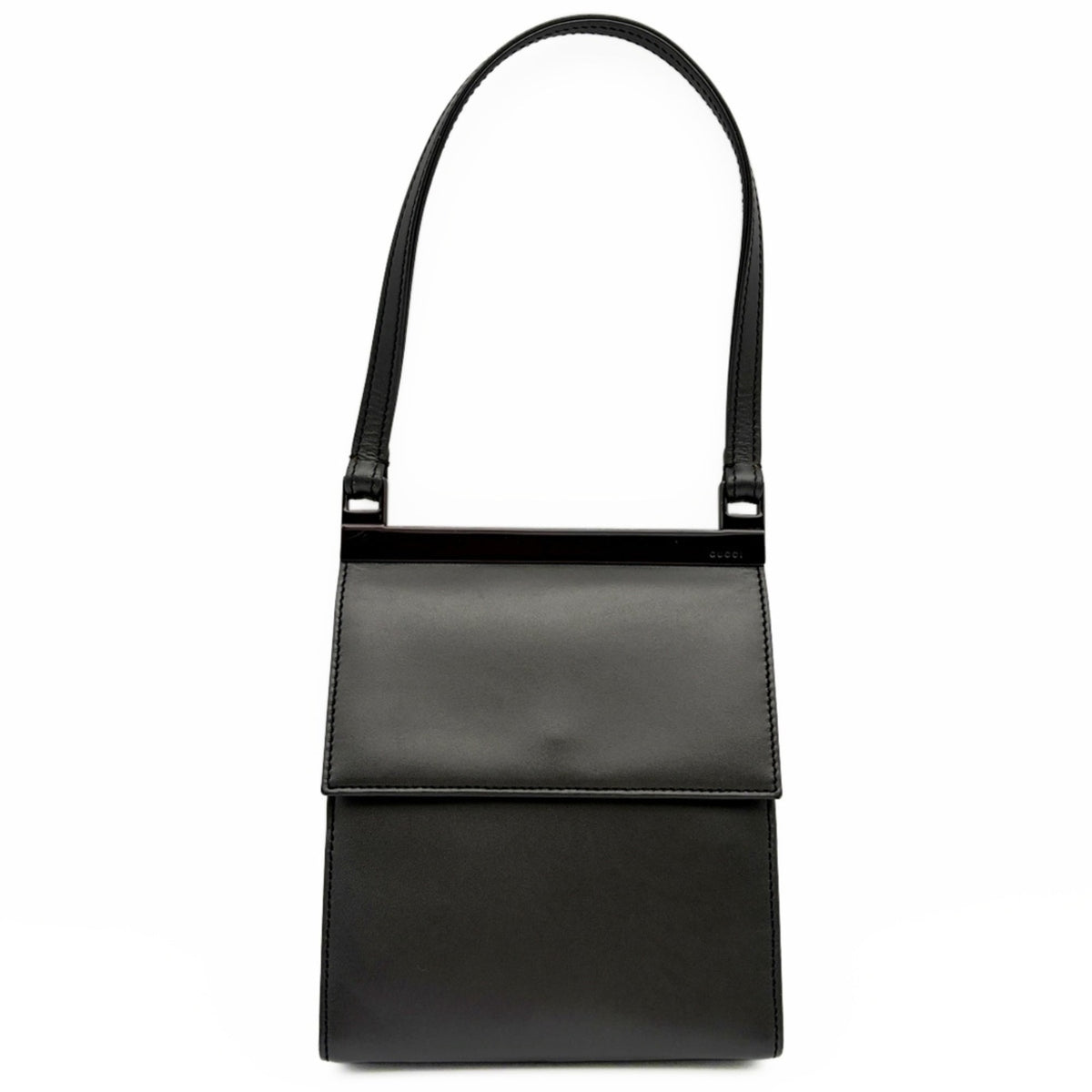 Gucci Dark Gray Dark Silver Metallic Leather Shoulder Bag (Pre-Owned)