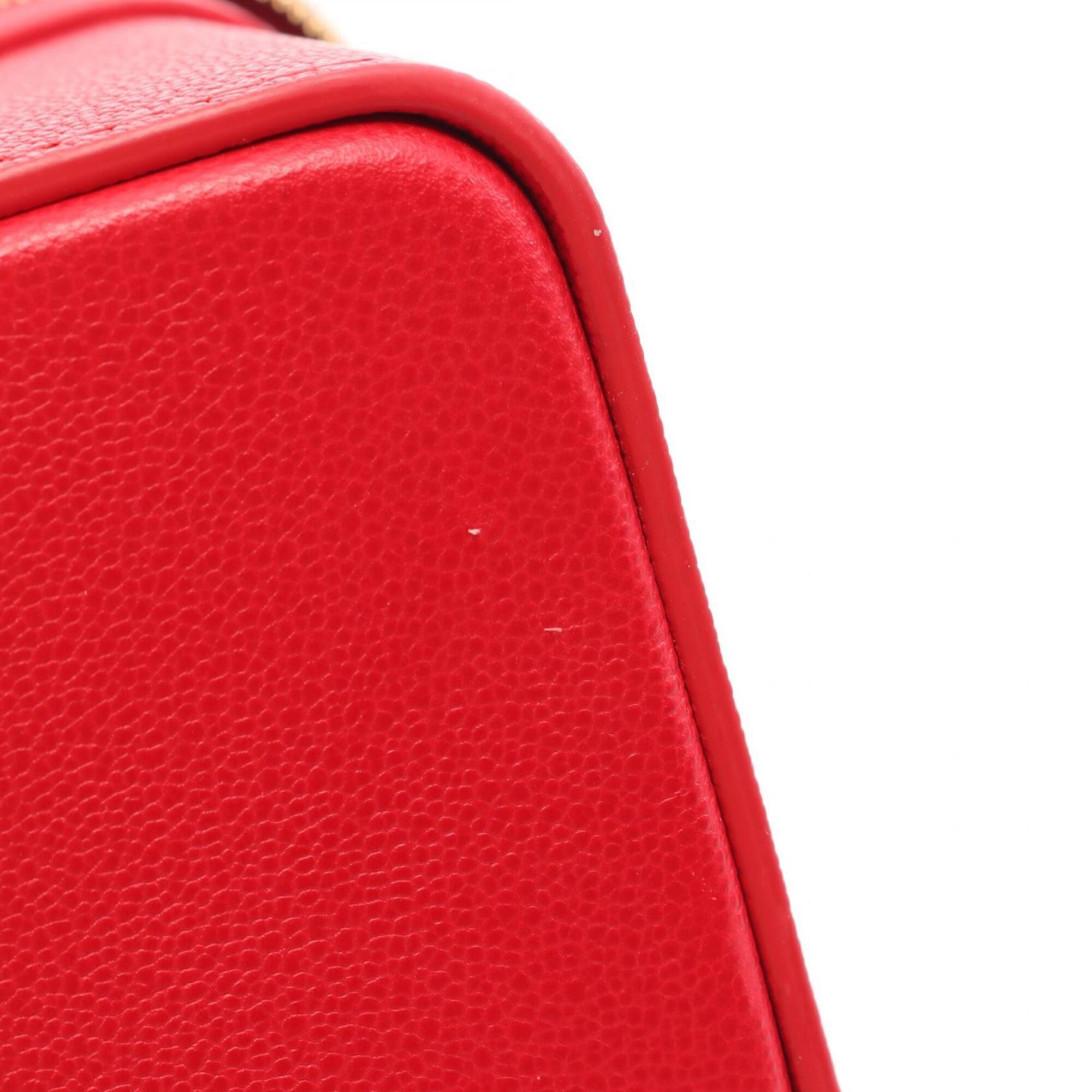 Bvlgari Red Color Leather Handbag Vanity Bag (Pre-Owned)