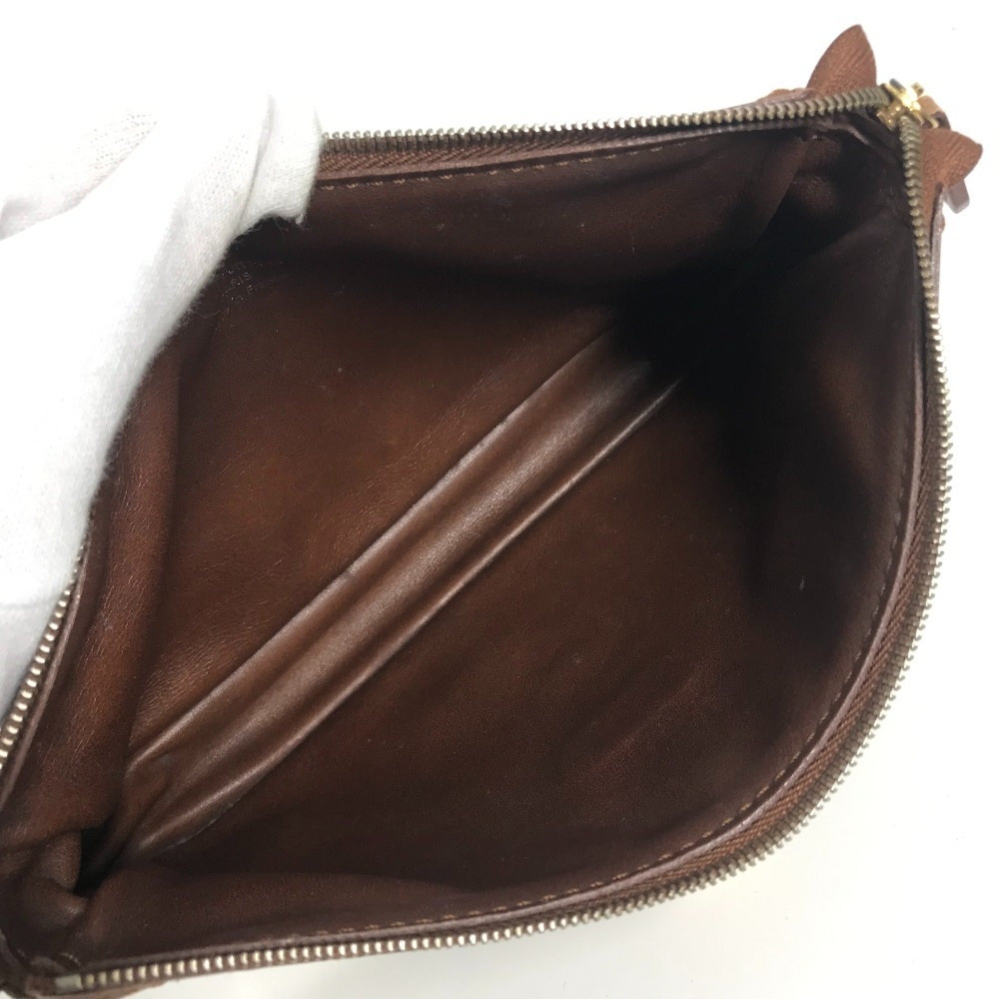 Louis Vuitton Brown White Vinyl Leather Handbag Pouch Shoulder Bag (Pre-Owned)