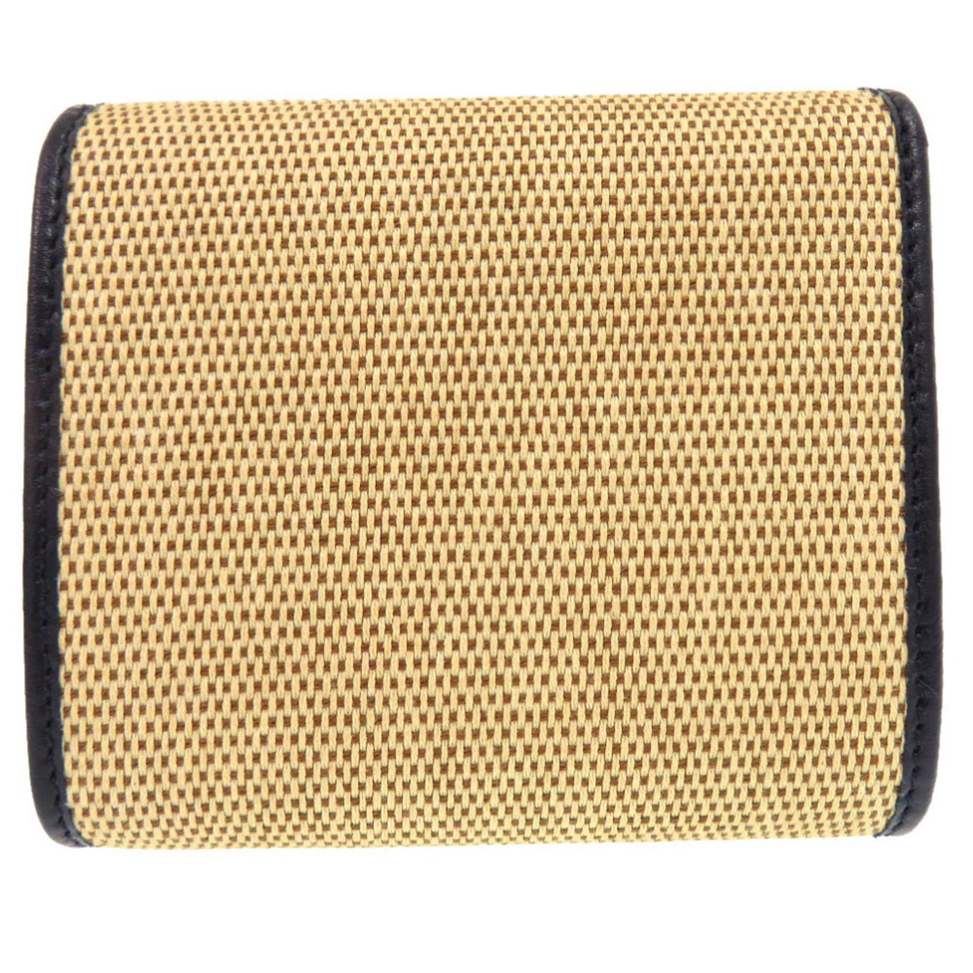 Gucci Beige Navy Canvas Leather Wallet (Bi-Fold) (Pre-Owned)