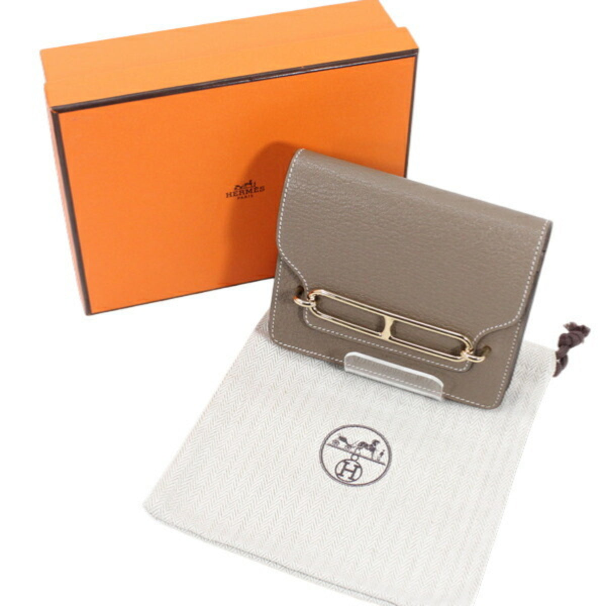 Hermes Etoupe Gray Chevre Myzore Leather Wallet (Bi-Fold) (Pre-Owned)