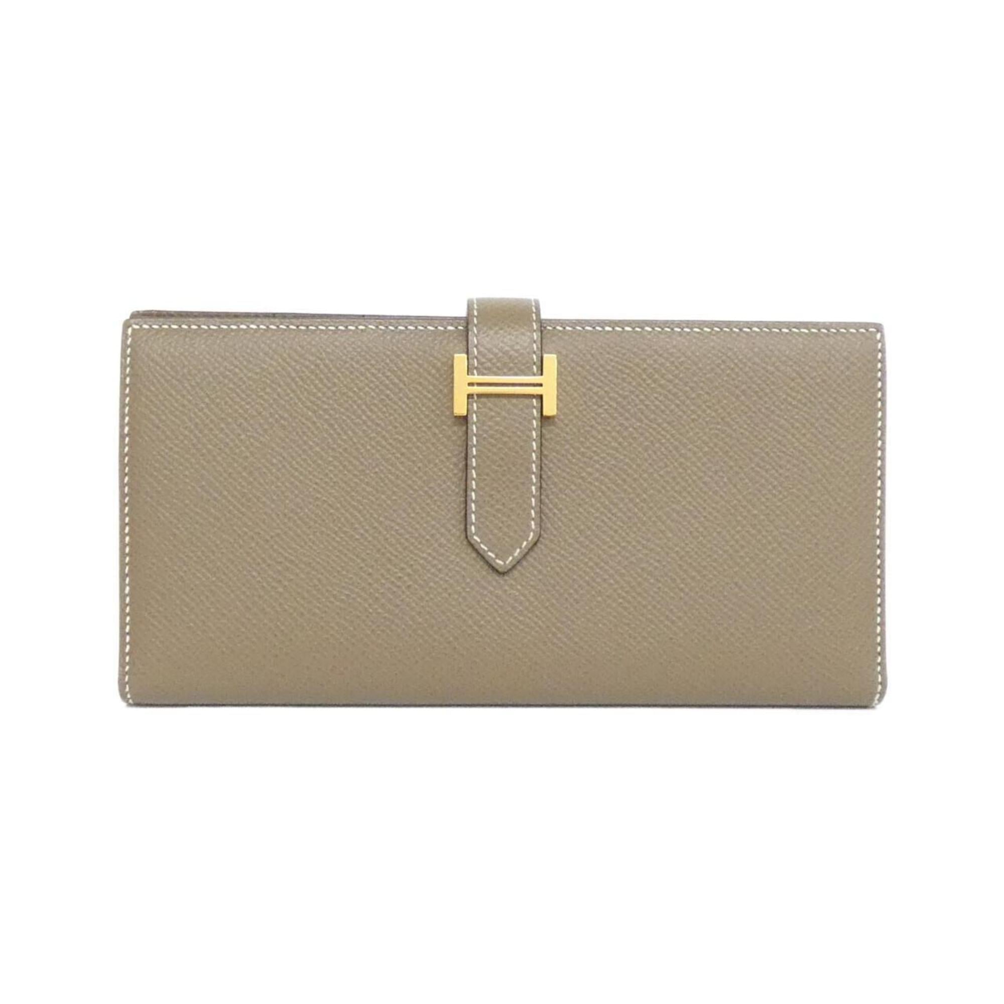 Hermes Etoupe Gray Epsom Leather Long Wallet (Bi-Fold) (Pre-Owned)