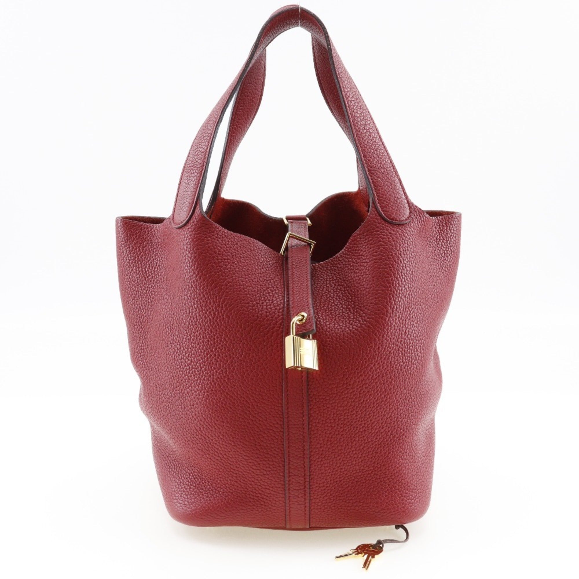 Hermes Picotin Red Color Taurillon Clemence Leather Handbag (Pre-Owned)