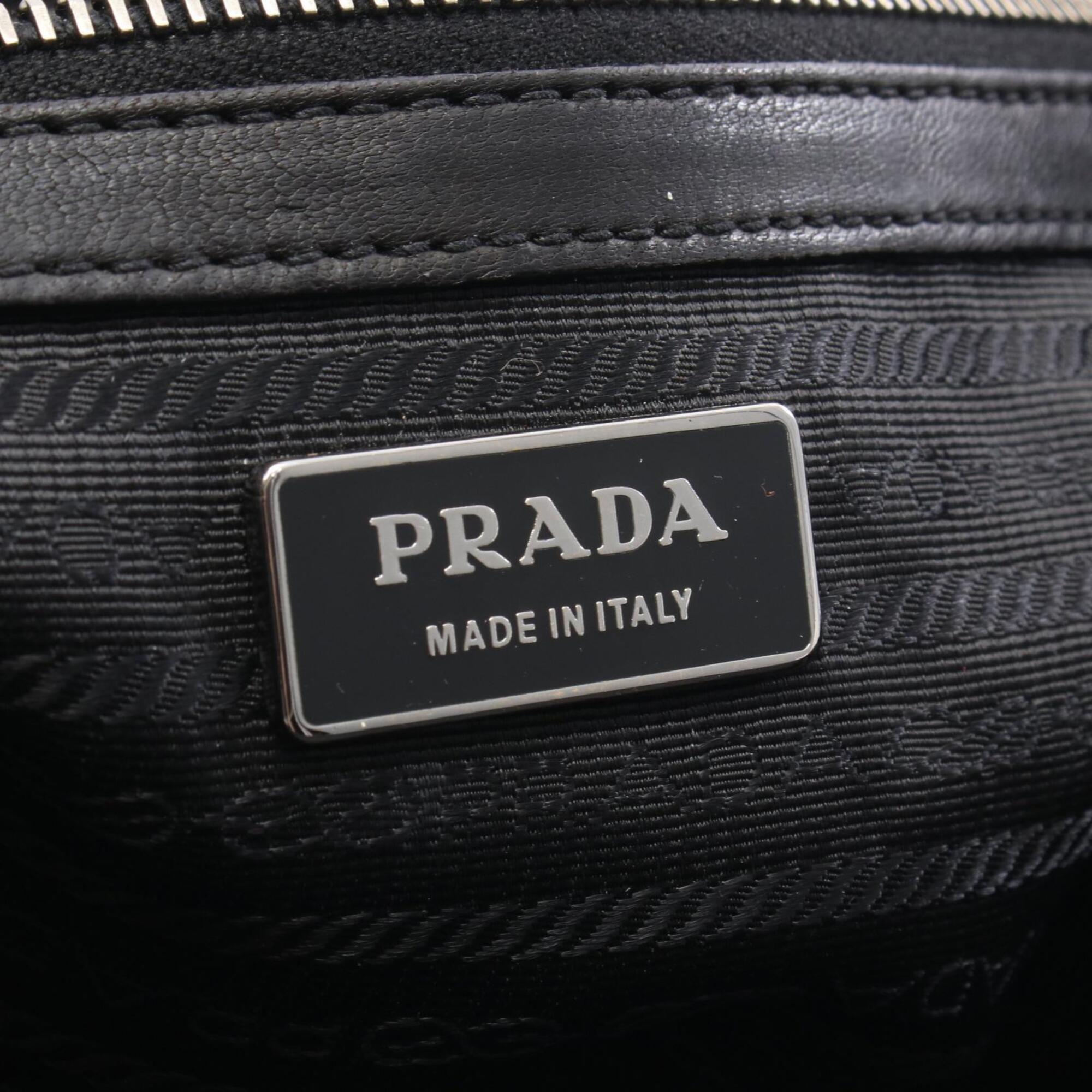 Prada Black Nylon Leather Handbag Tote Bag (Pre-Owned)