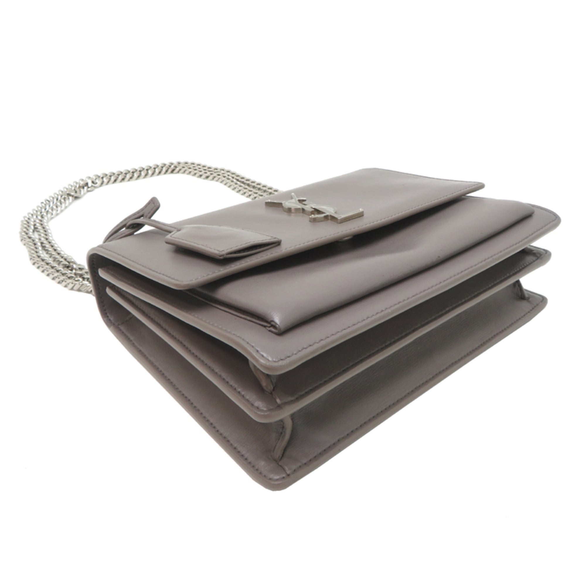 Saint Laurent Grayish Leather Shoulder Bag (Pre-Owned)