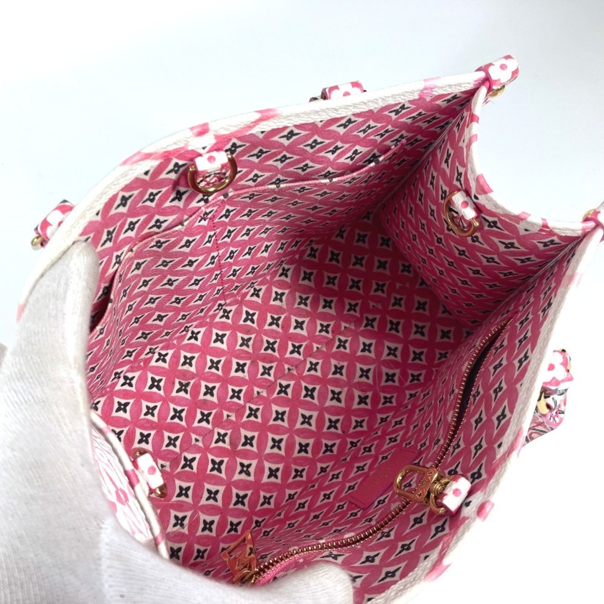 Louis Vuitton Pink White Monogram Handbag Shoulder Bag Tote Bag (Pre-Owned)