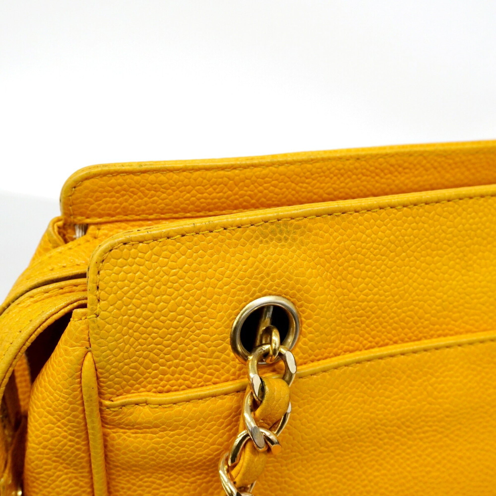 Chanel Yellow Grained Calfskin Shoulder Bag (Pre-Owned)