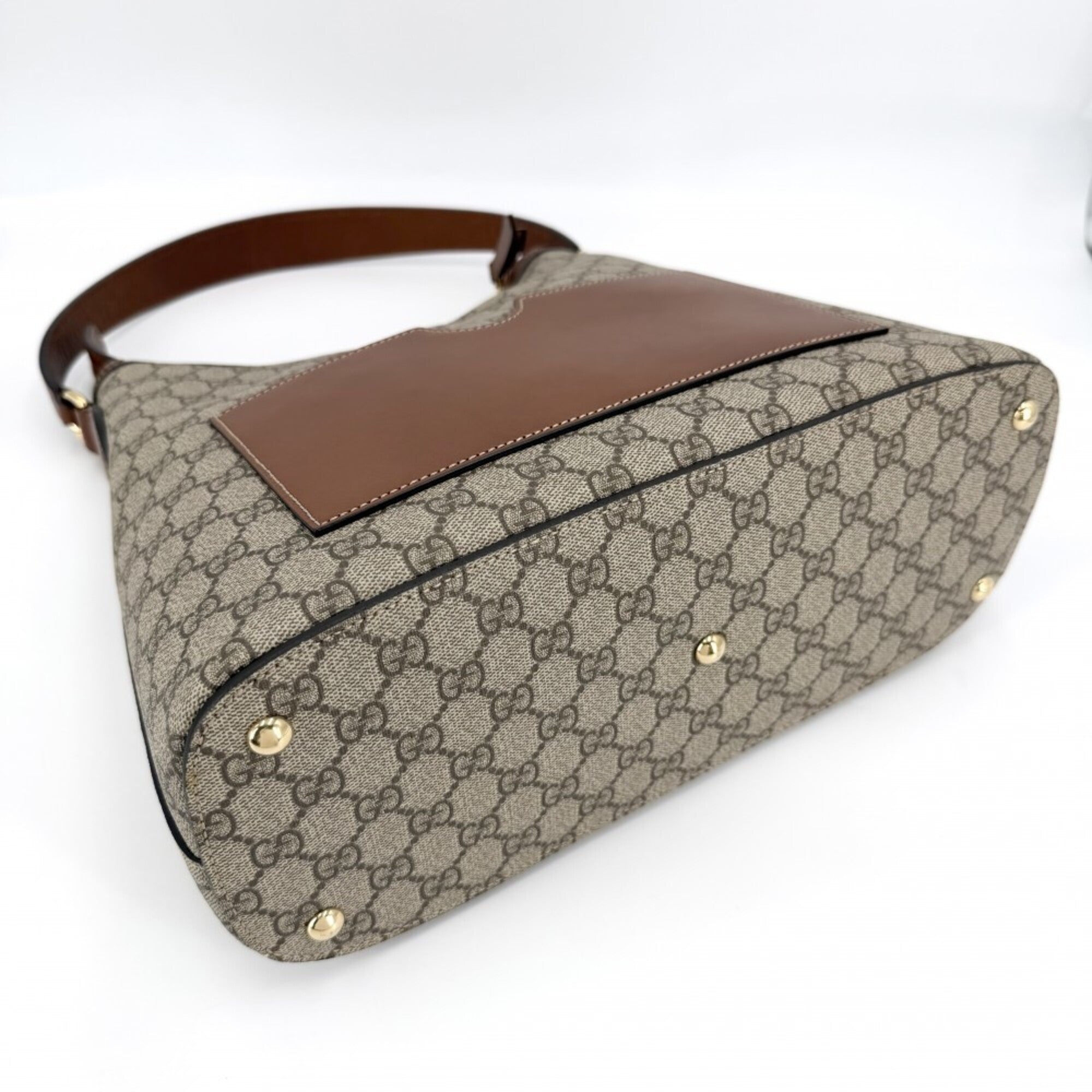 Gucci Beige Brown Gg Supreme Leather Handbag Shoulder Bag (Pre-Owned)