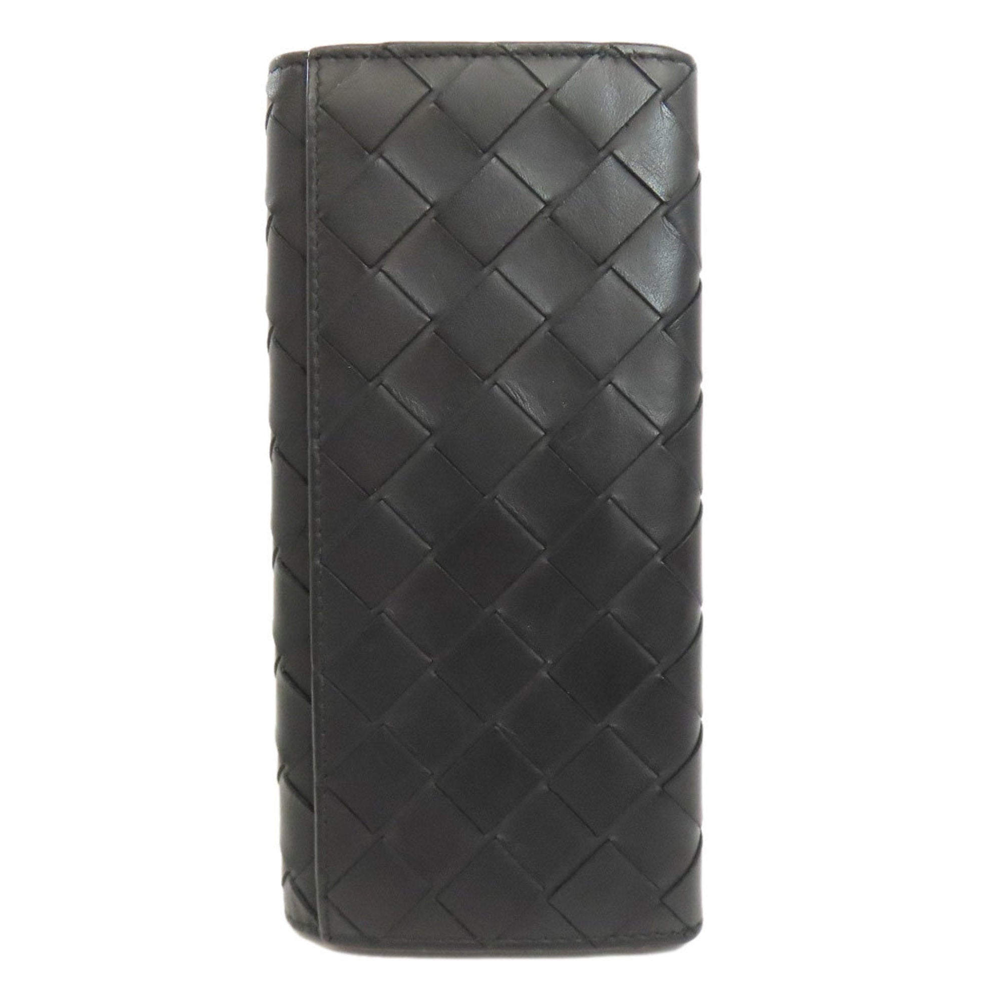 Bottega Veneta Intrecciato Black Leather Long Wallet (Bi-Fold) (Pre-Owned)