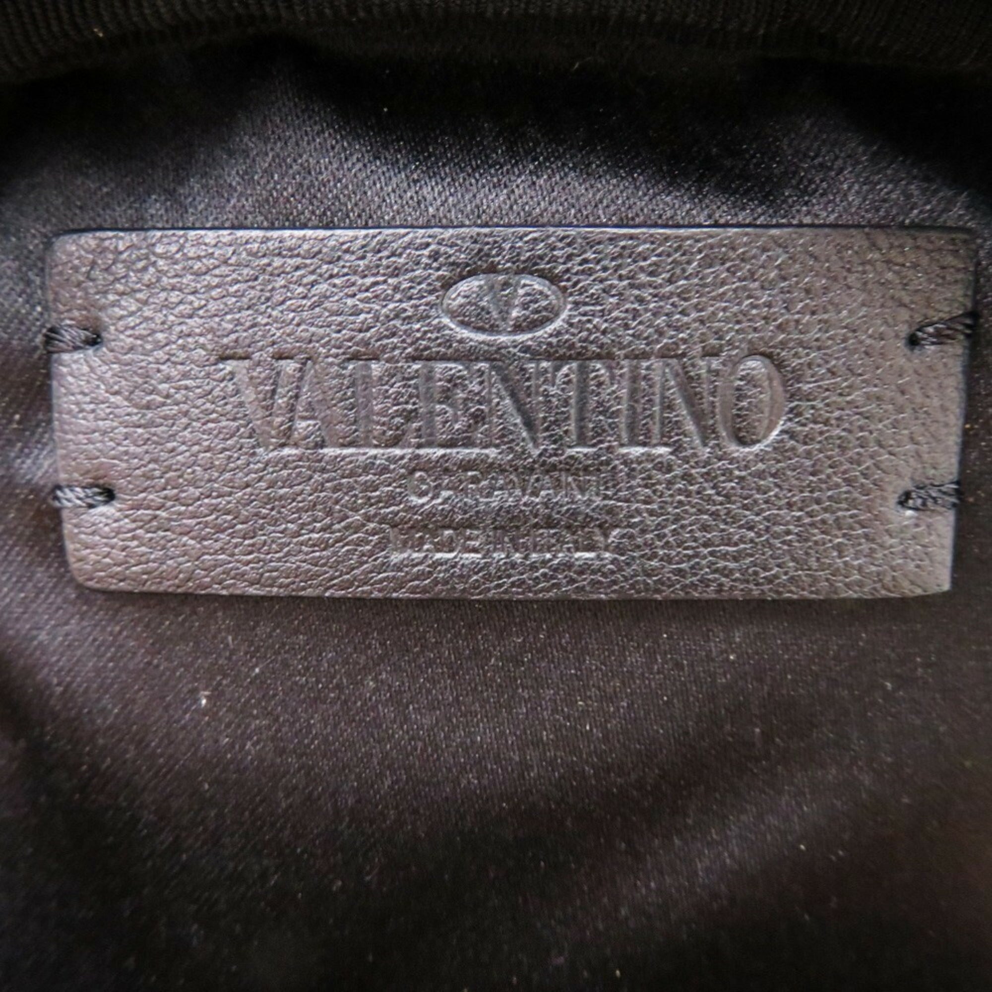 Valentino Garavani Black Metallic Silver Leather Shoulder Bag (Pre-Owned)