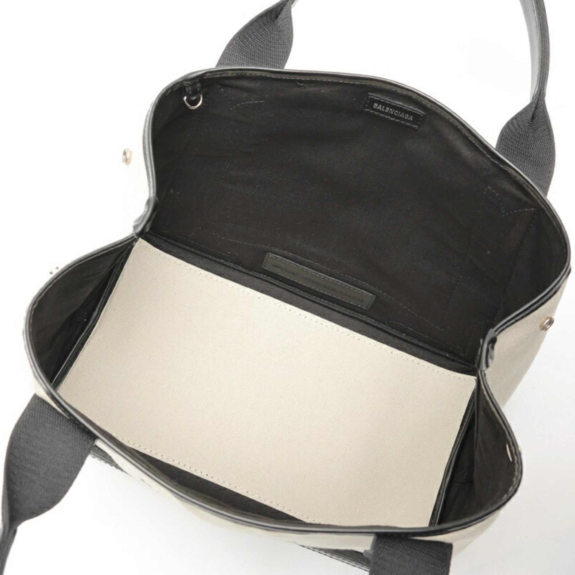 Balenciaga Black Ivory Canvas Leather Tote Bag (Pre-Owned)