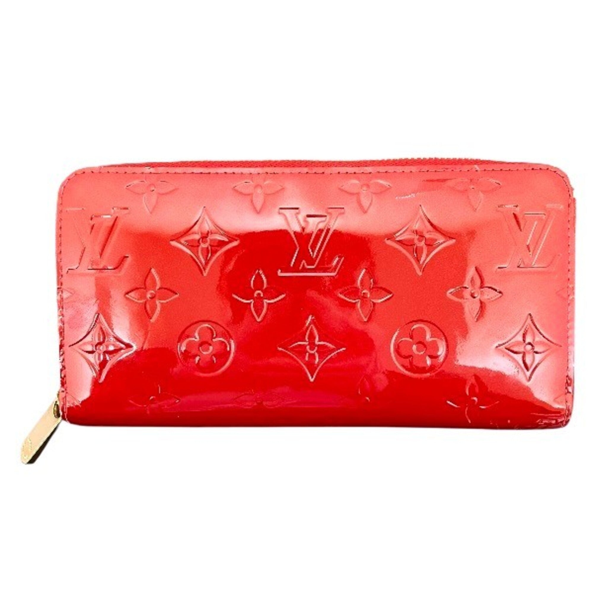 Louis Vuitton Monogram Vernis Pomme D'amour Red Color Leather Long Wallet (Bi-Fold) (Pre-Owned)