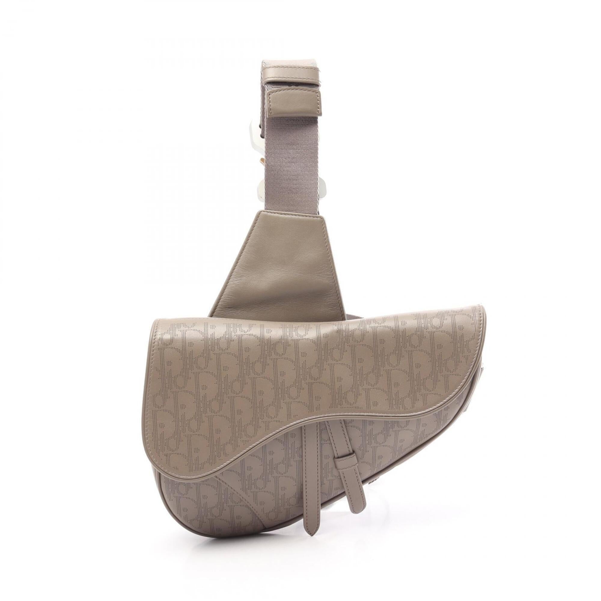 Christian Dior Beige Leather Fanny Pack Handbag Saddle Bag (Pre-Owned)