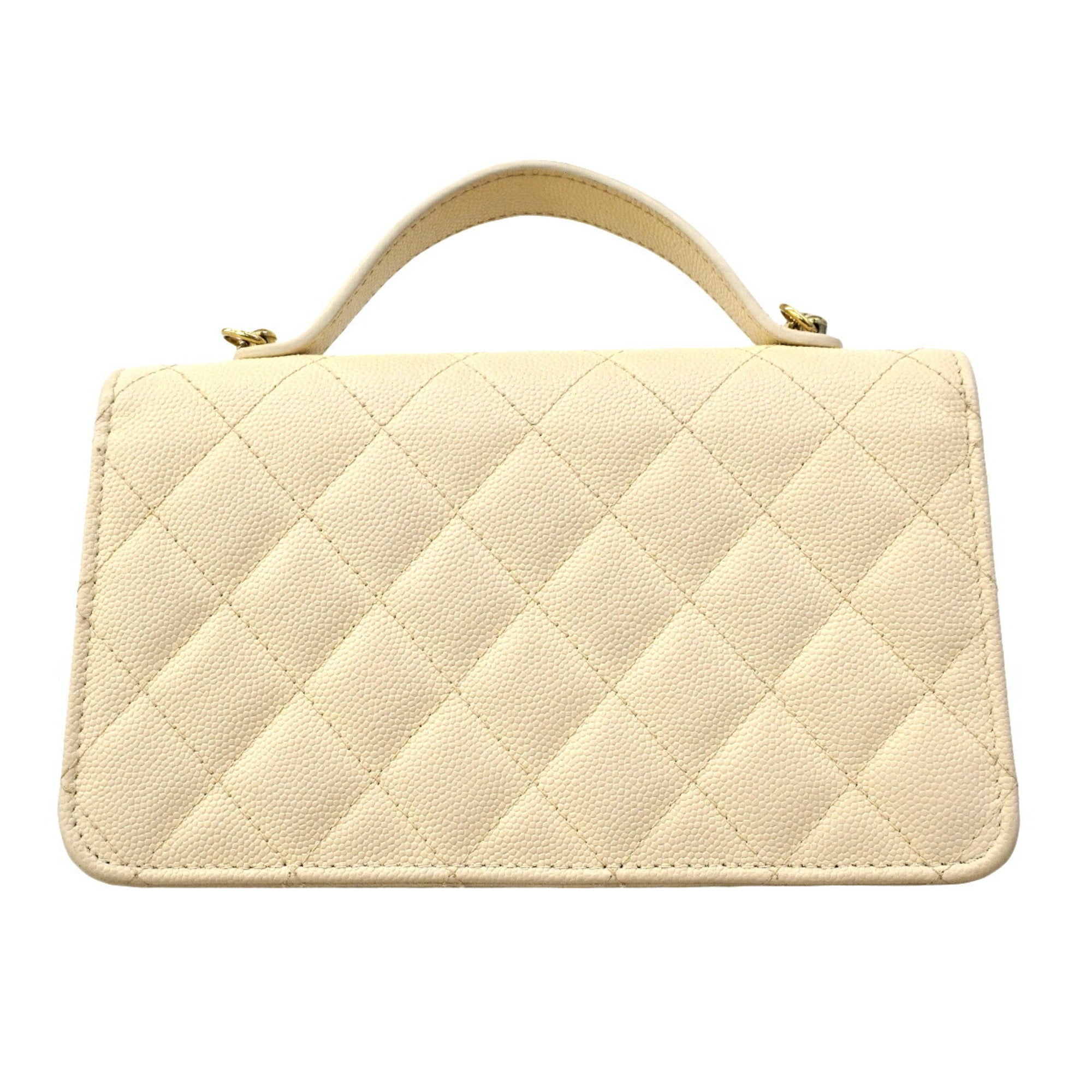 Chanel Ivory Grained Calfskin Handbag (Pre-Owned)