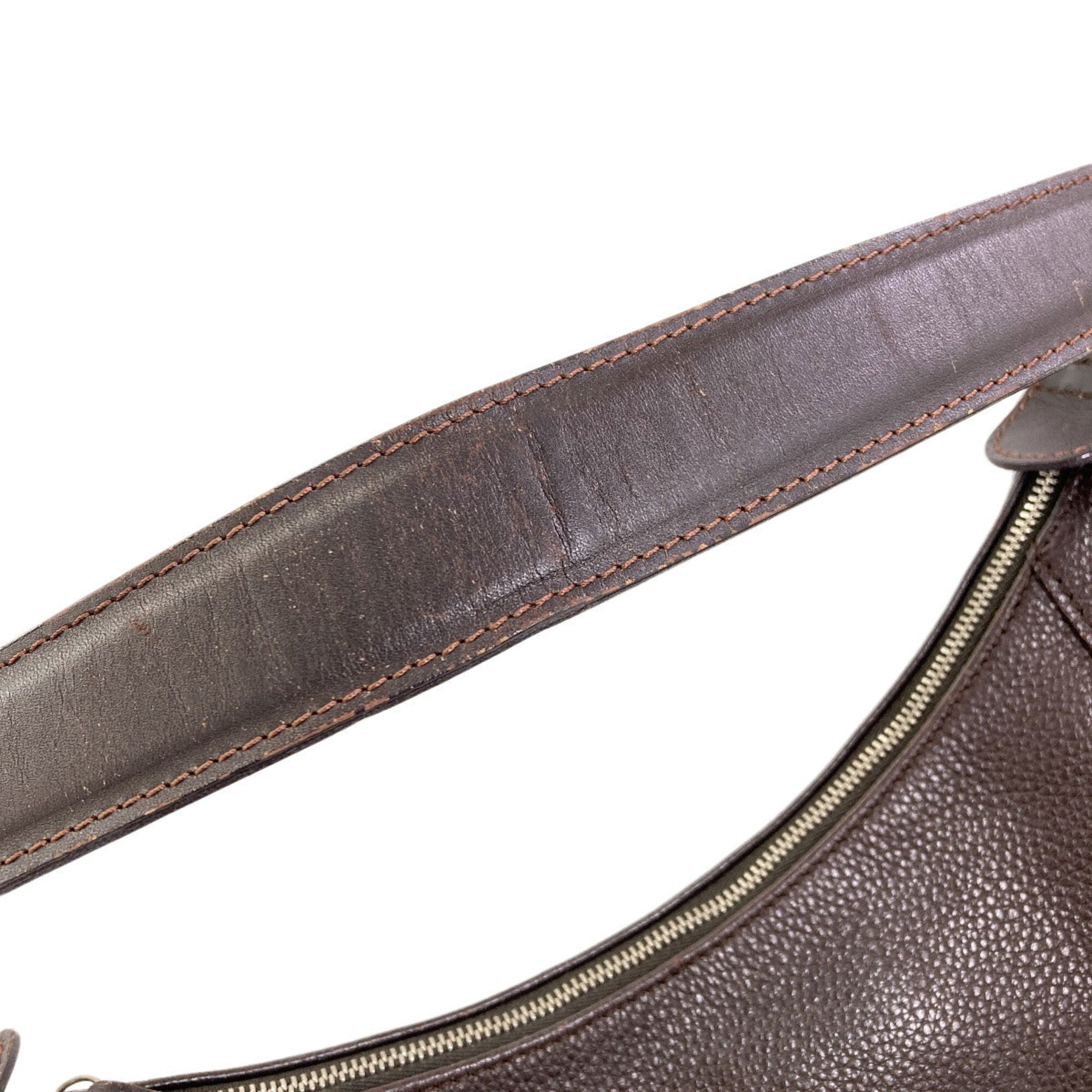 Longchamp Dark Brown Leather Shoulder Bag (Pre-Owned)