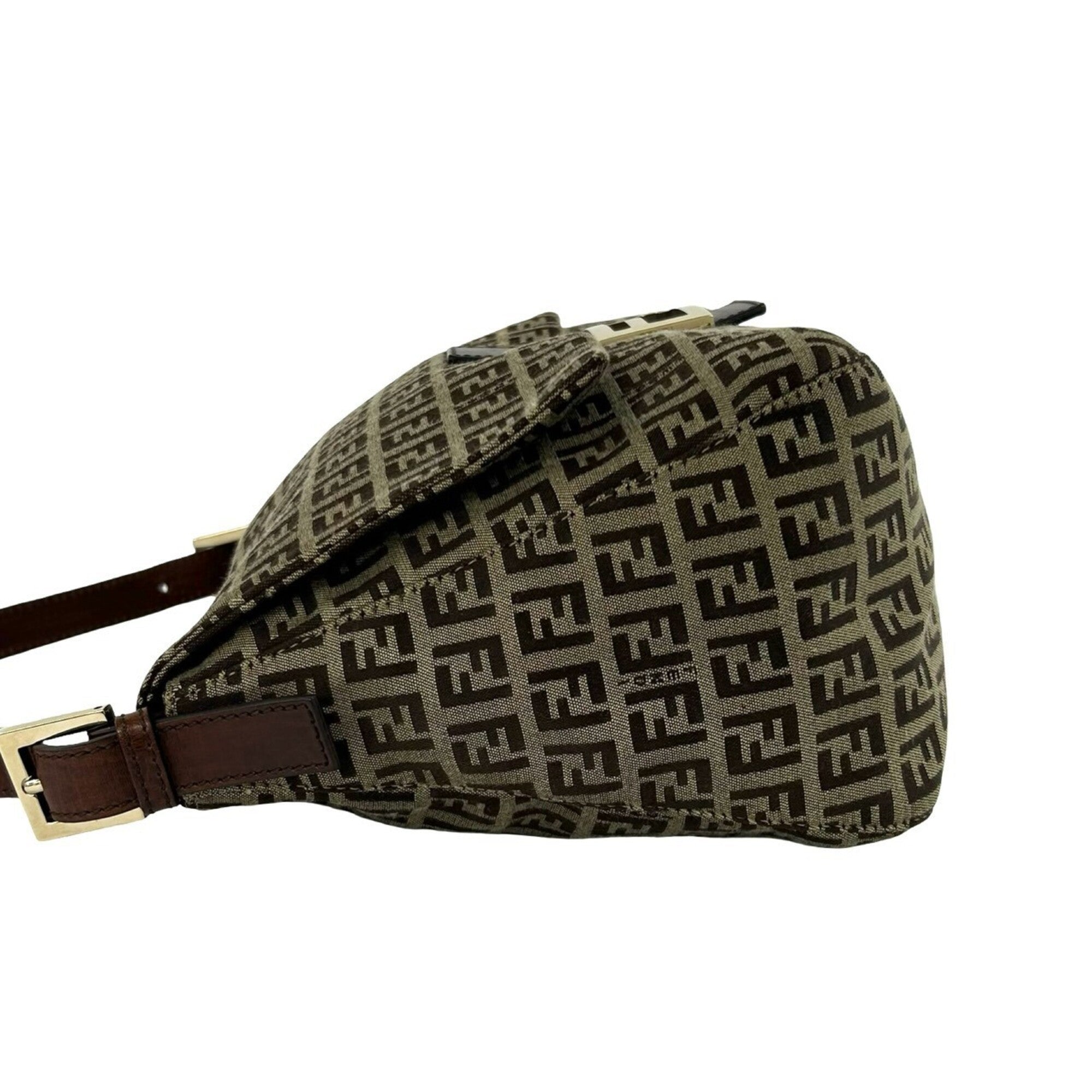 Fendi Brown Canvas Leather Shoulder Bag (Pre-Owned)
