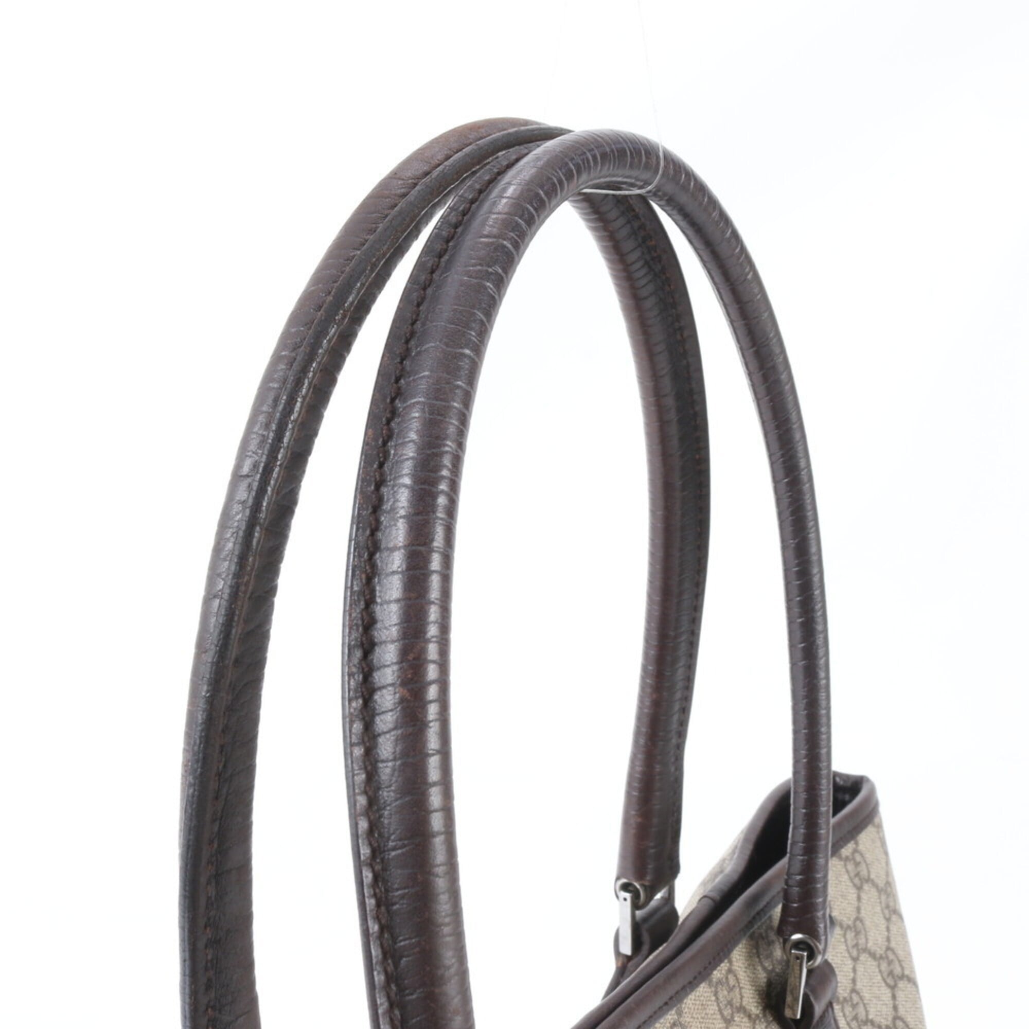 Gucci Beige Brown Leather Coated Canvas Handbag Shoulder Bag Tote Bag (Pre-Owned)
