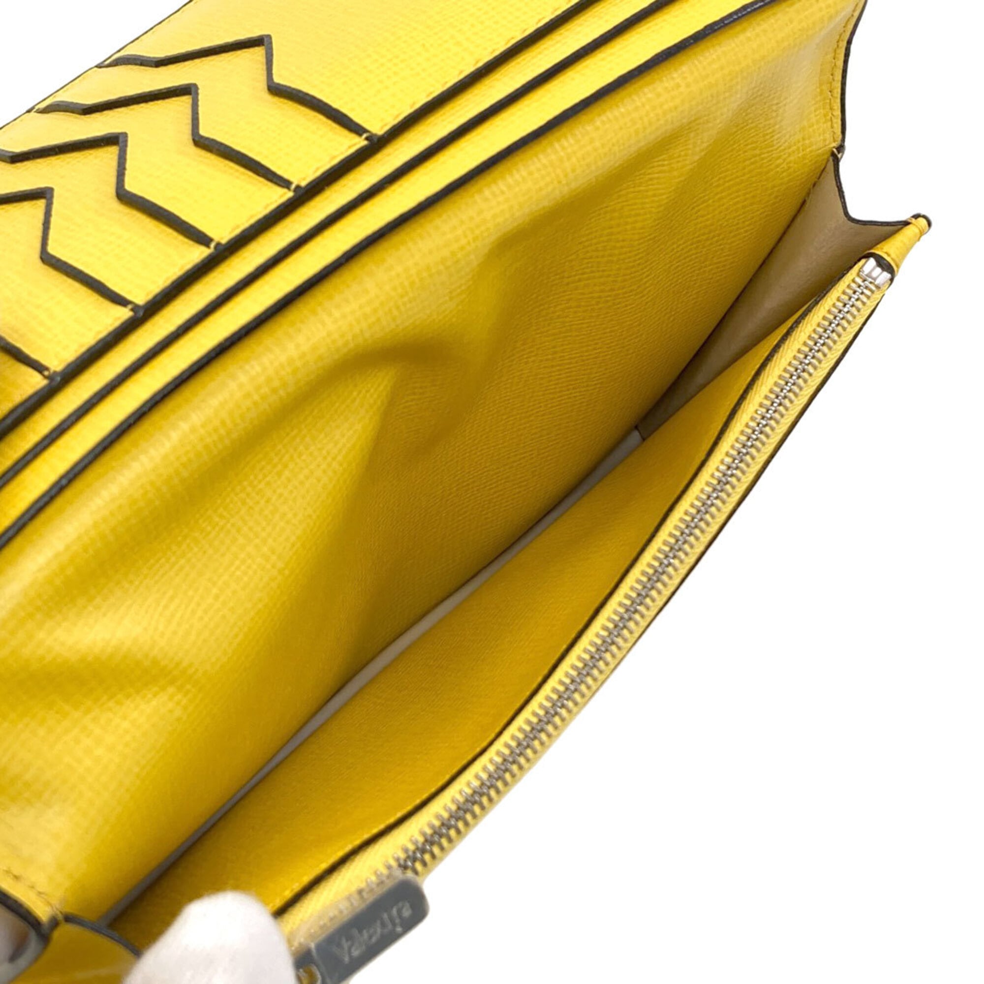 Valextra Yellow Leather Long Wallet (Bi-Fold) (Pre-Owned)