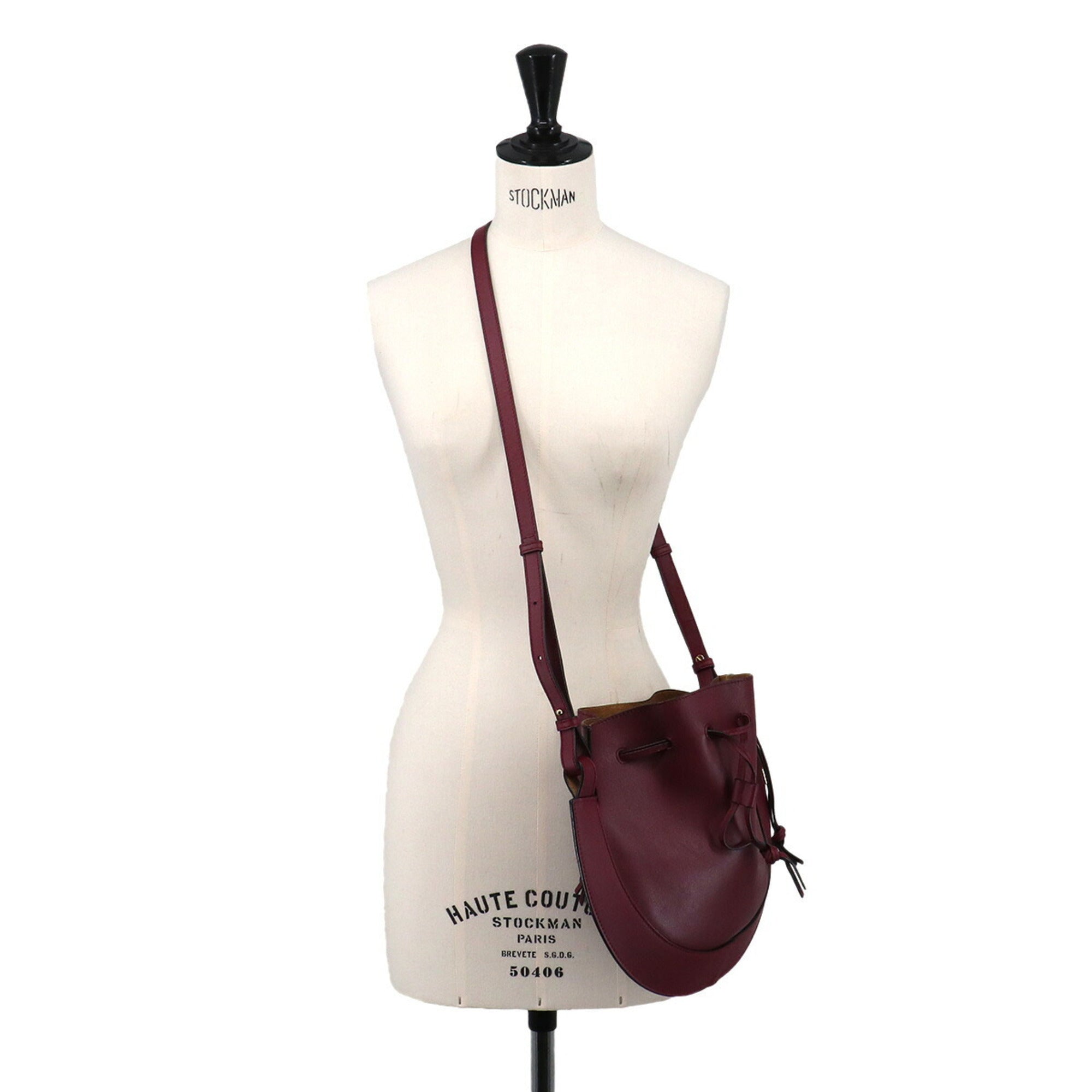 Loewe Bordeaux Leather Handbag Shoulder Bag (Pre-Owned)