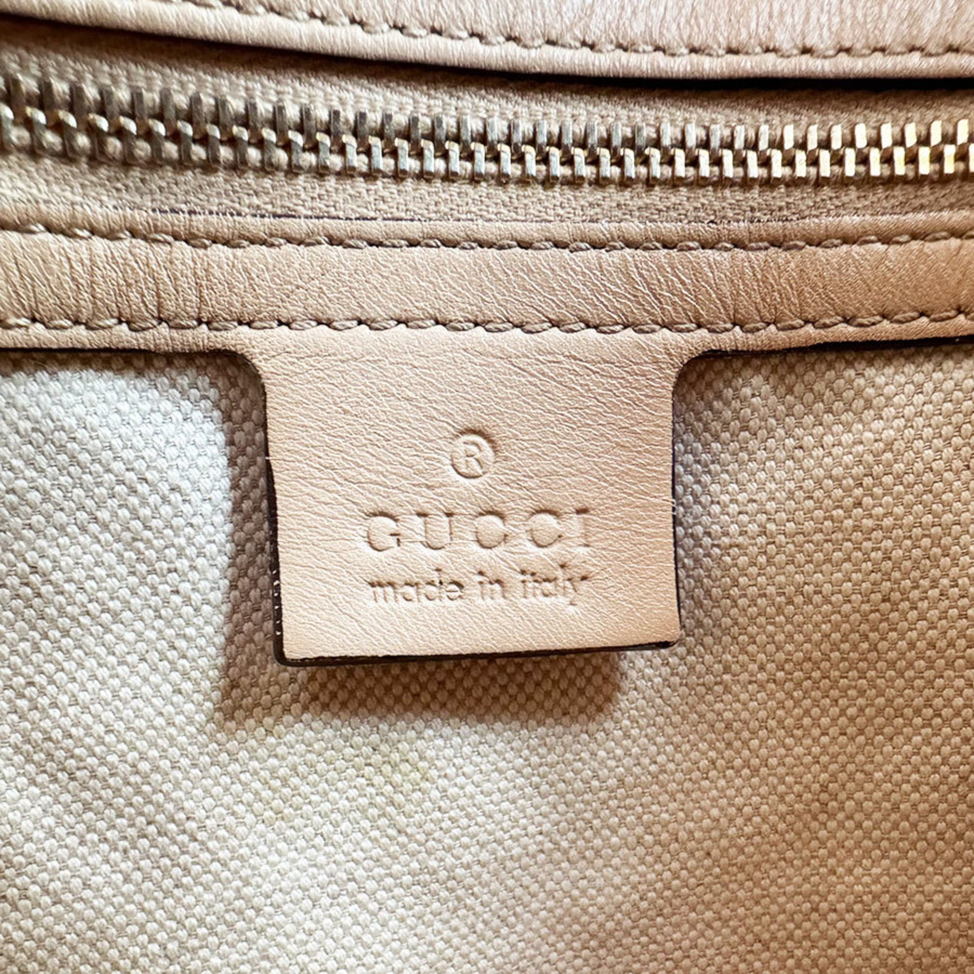 Gucci Beige Metallic Pink Beige Gg Canvas Shoulder Bag (Pre-Owned)