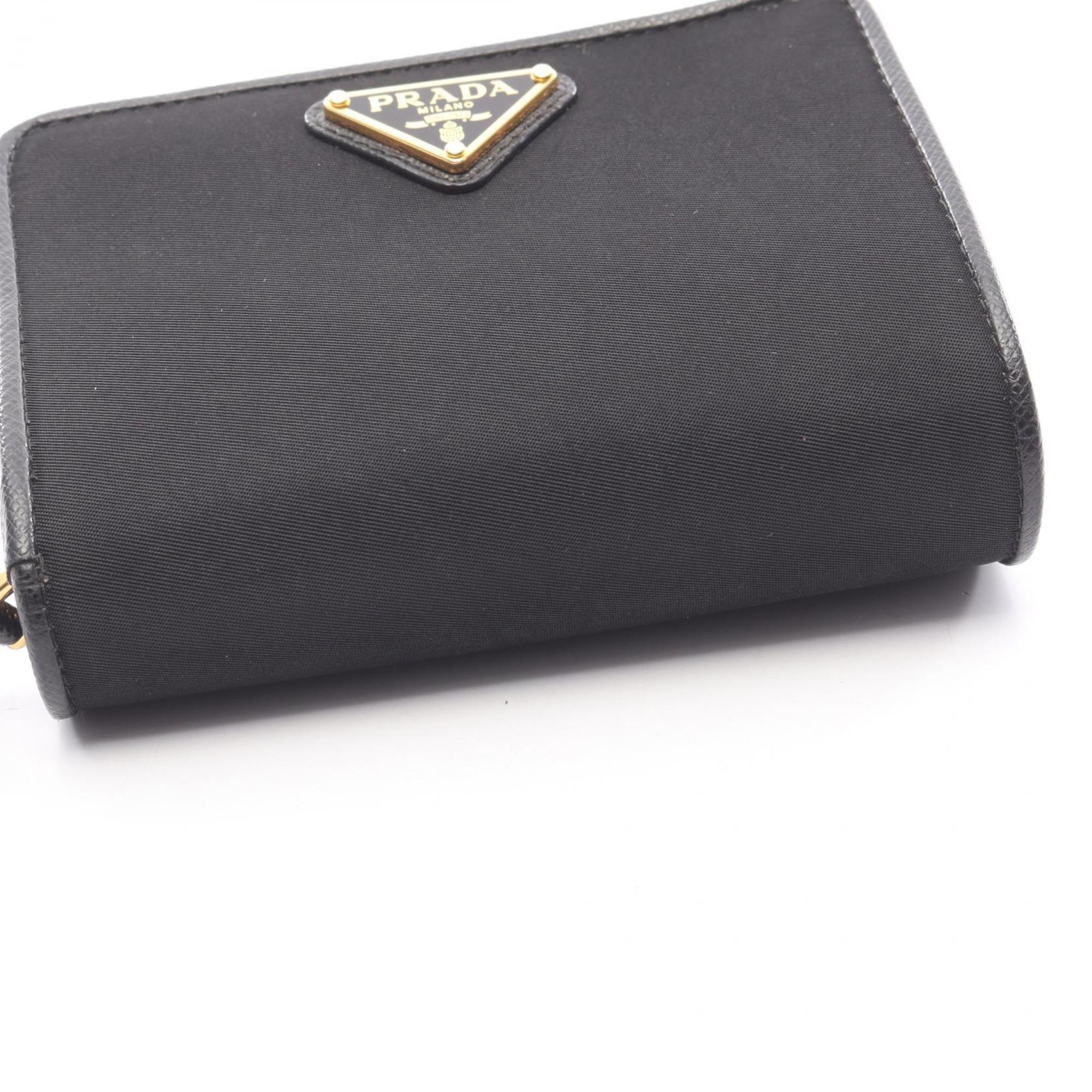 Prada Black Leather Nylon Canvas Wallet (Bi-Fold) (Pre-Owned)