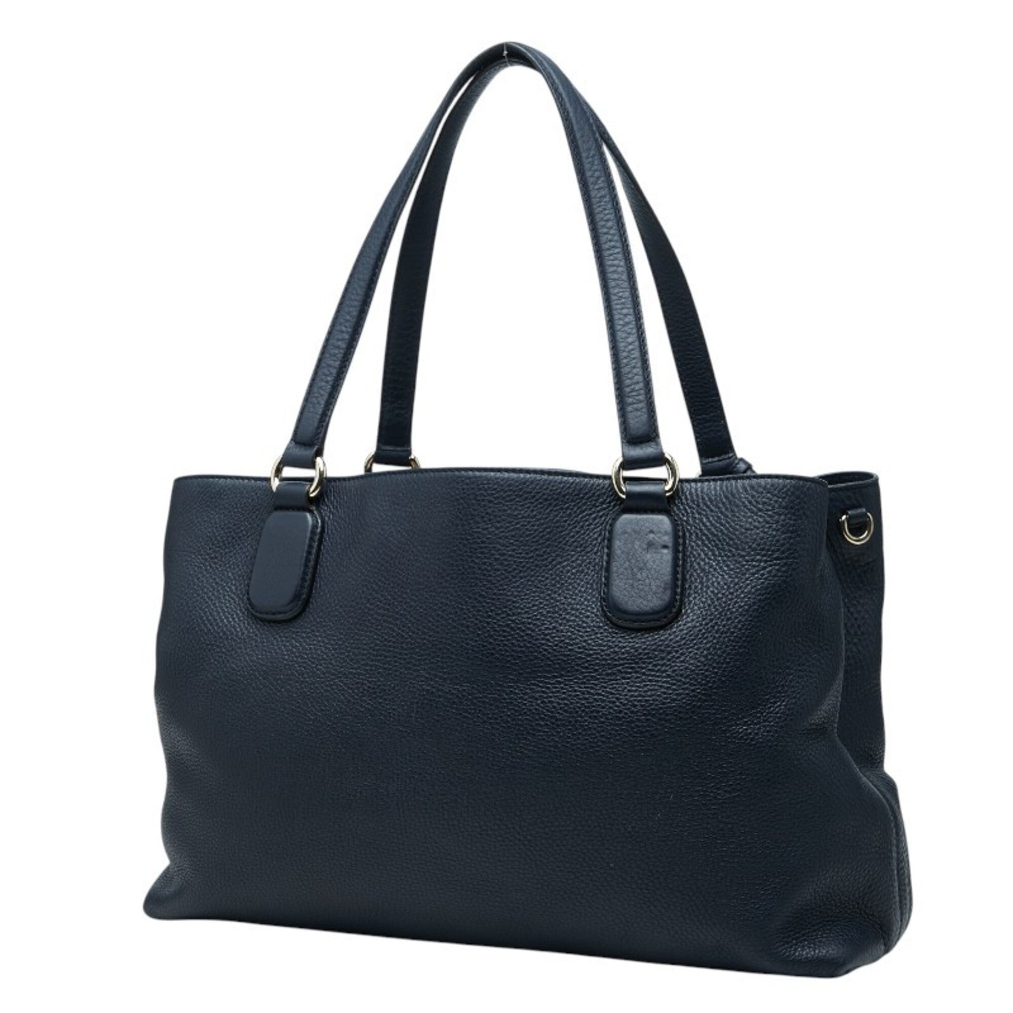 Gucci Navy Leather Shoulder Bag Tote Bag (Pre-Owned)
